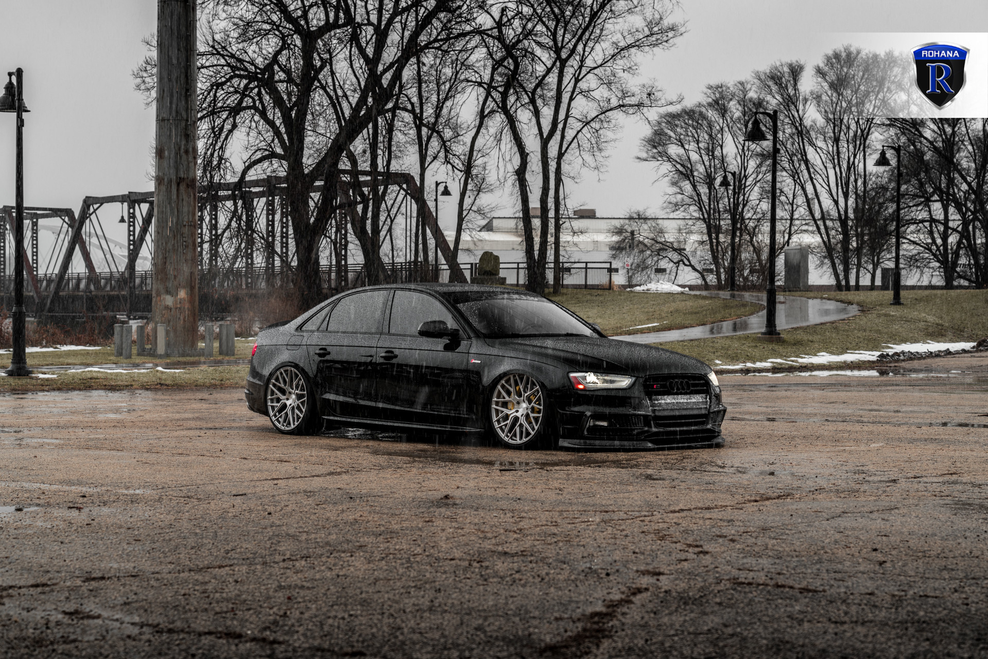 Aftermarket Headlights on Black Audi S4 - Photo by Rohana Wheels