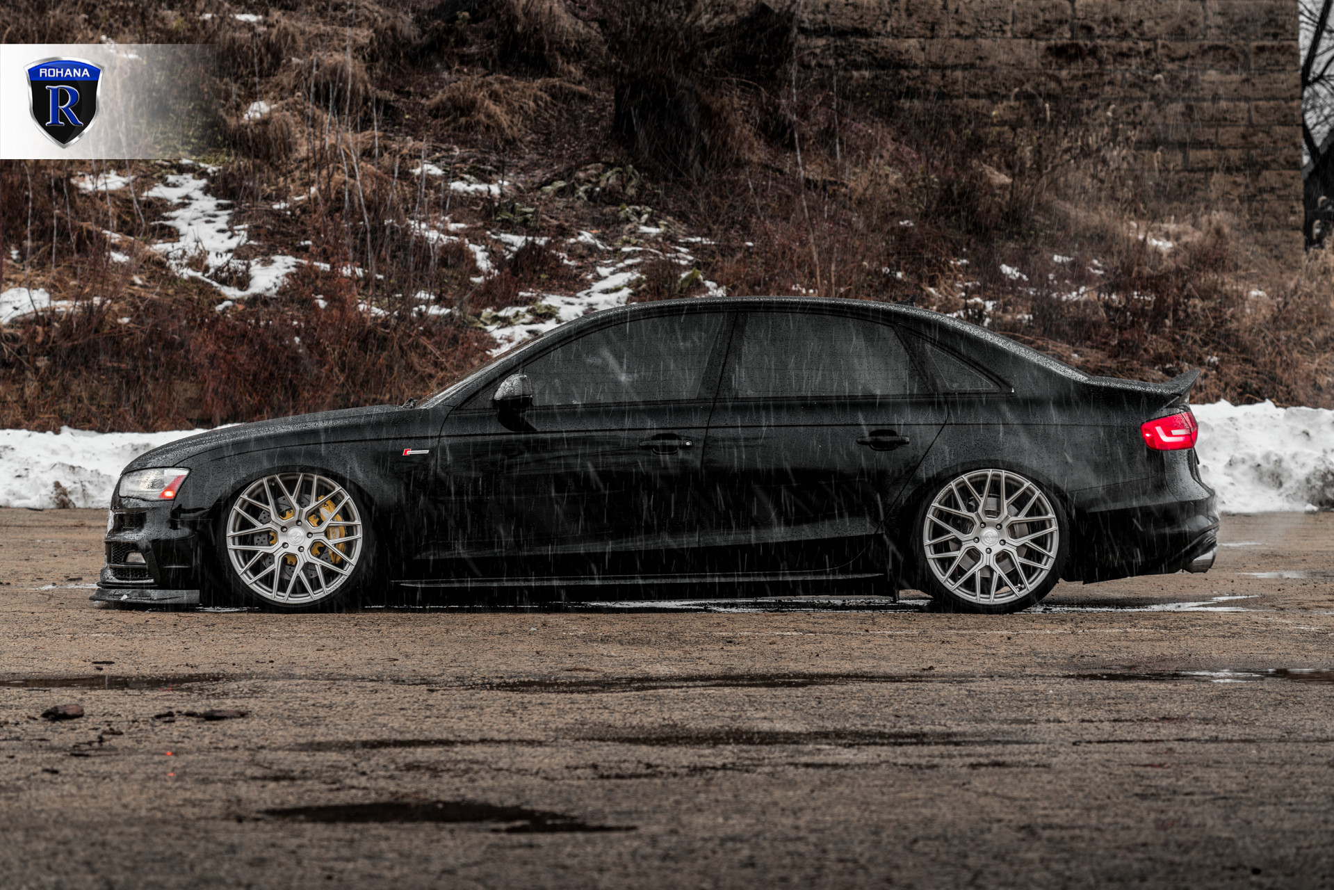 Black Audi S4 with Custom Side Skirts - Photo by Rohana Wheels