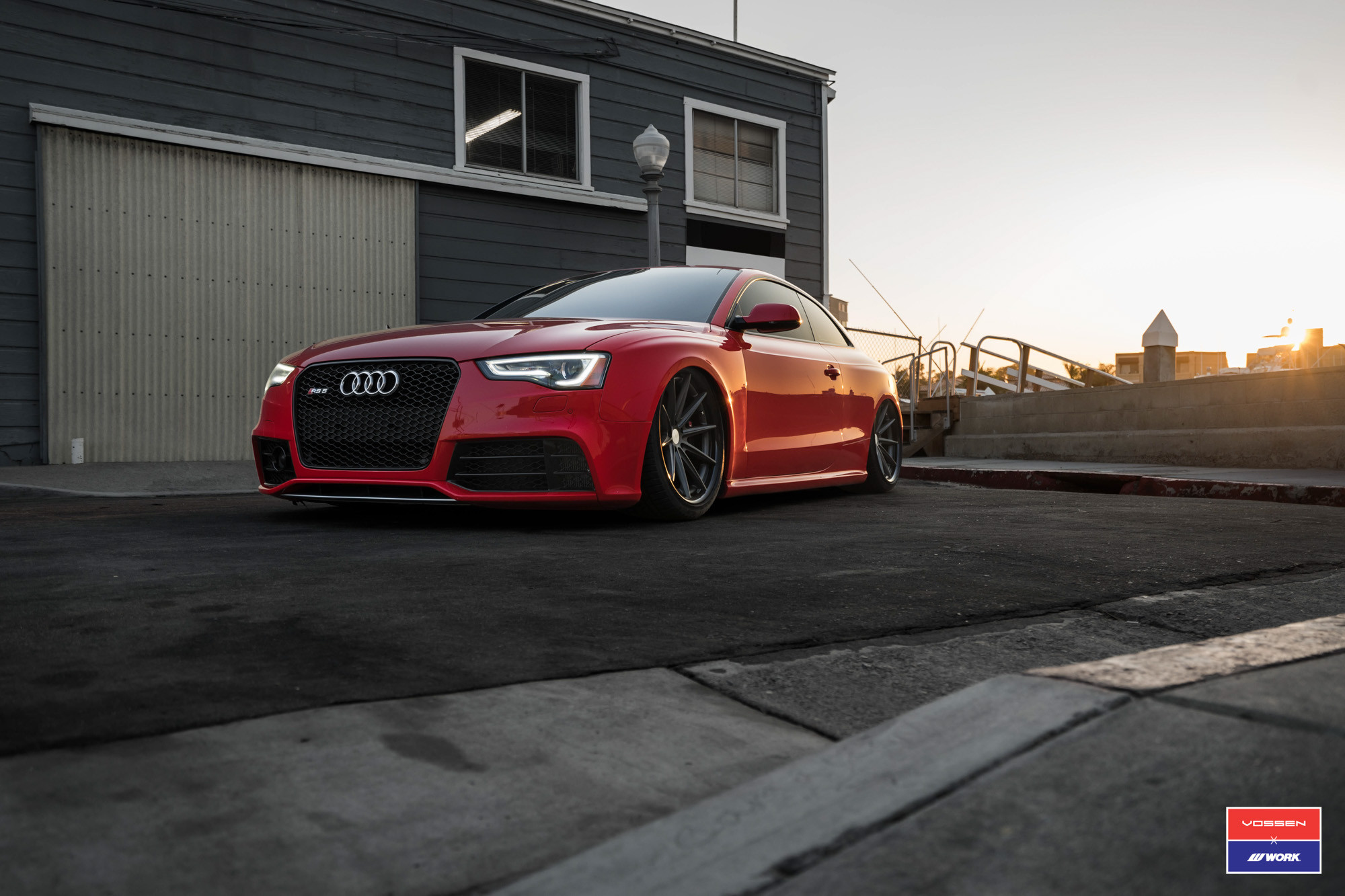 Red Audi S5 with Custom Black Front Grille - Photo by Vossen