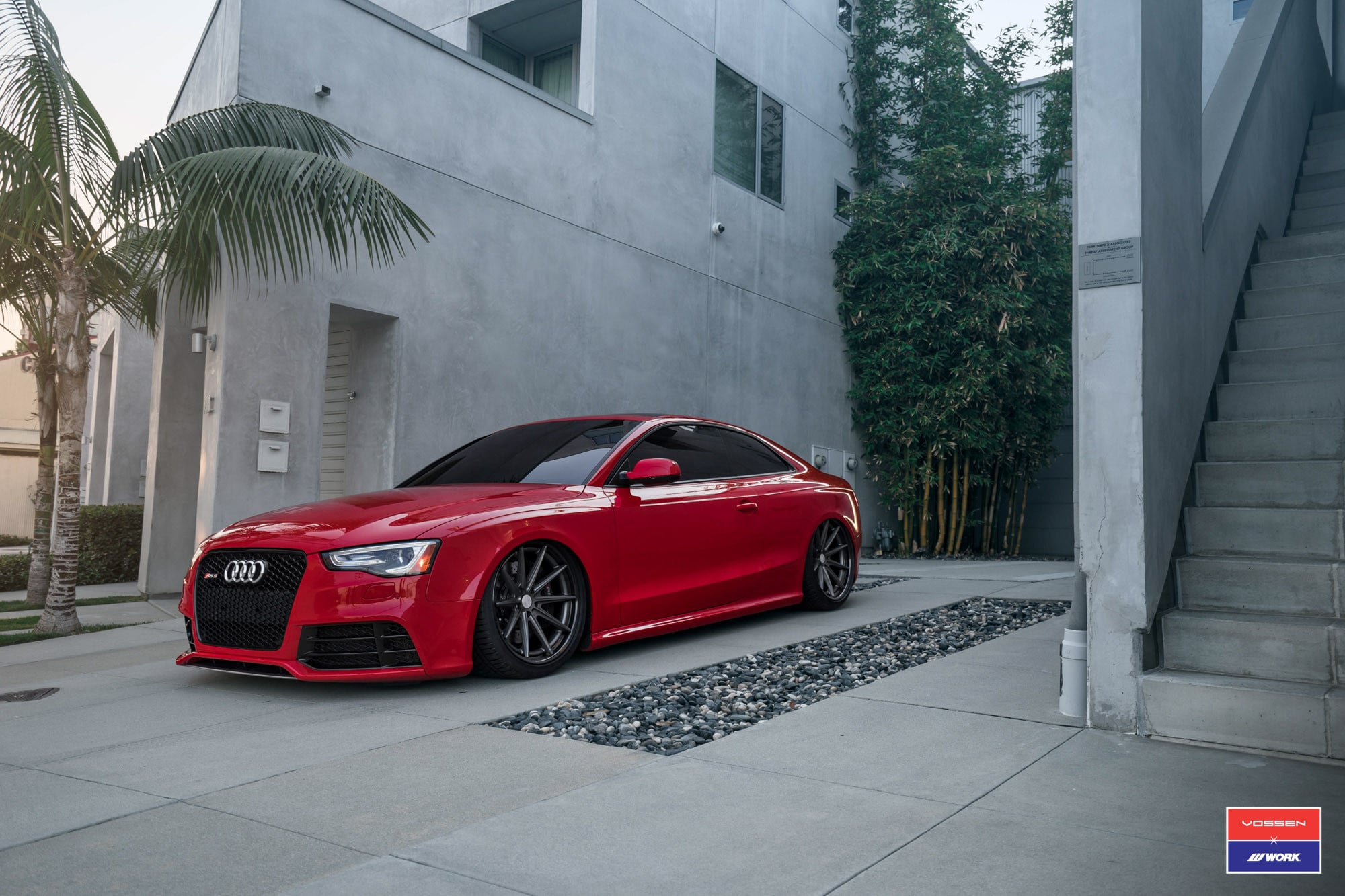 Black VWS Series Vossen Wheels on Red Audi S5 - Photo by Vossen