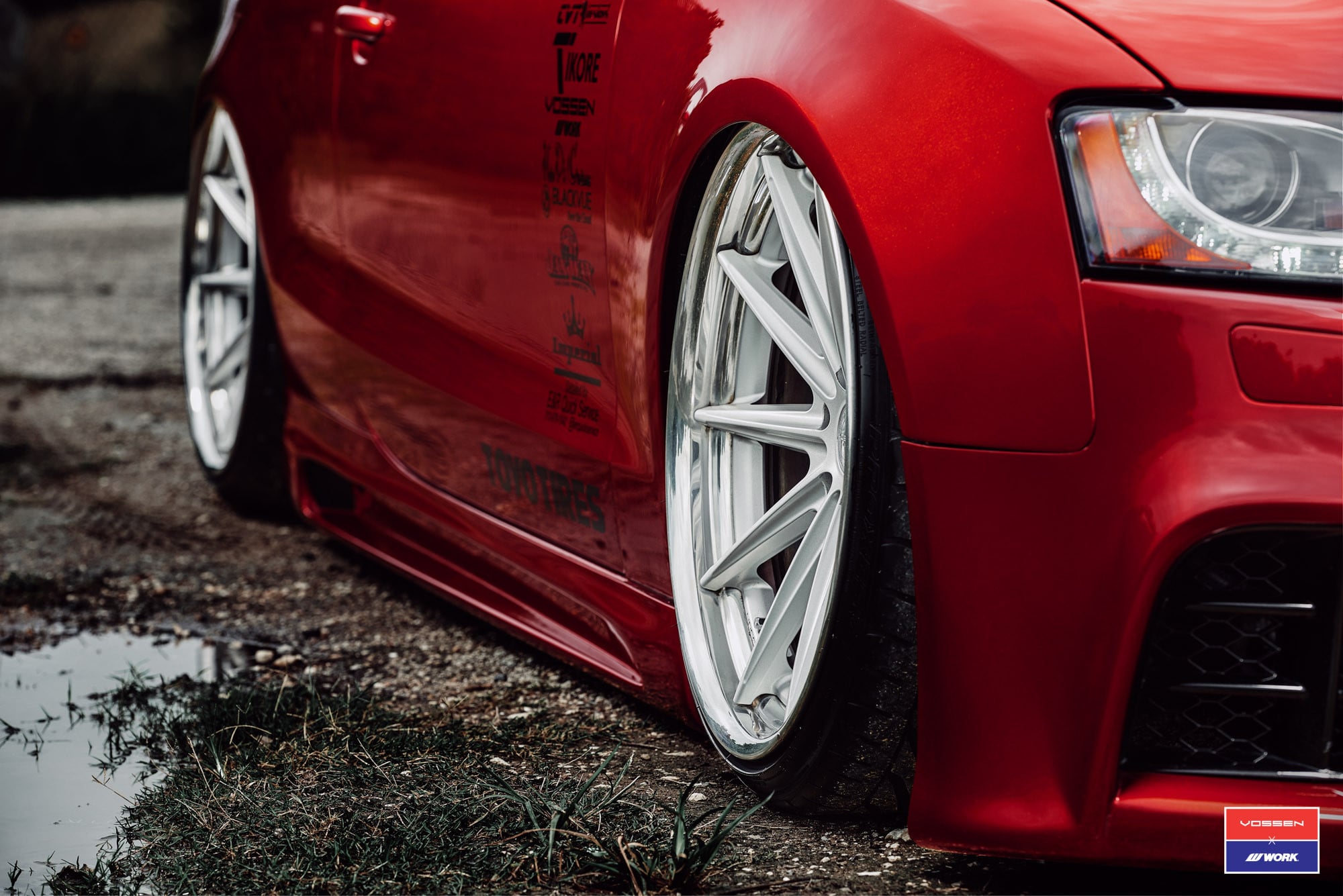 Red Audi S5 with Aftermarket Side Skirts - Photo by Vossen