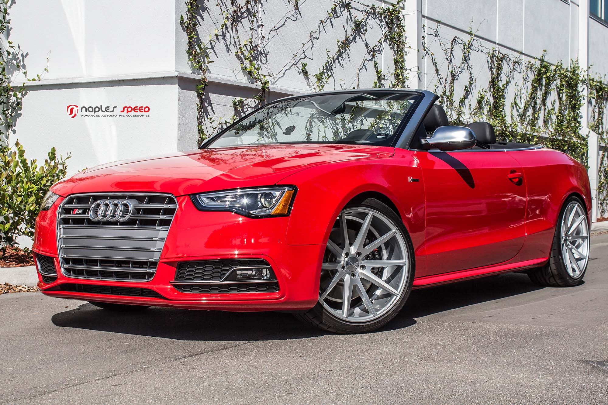 Red Convertible Audi S5 with Aftermarket LED Headlights - Photo by Vossen