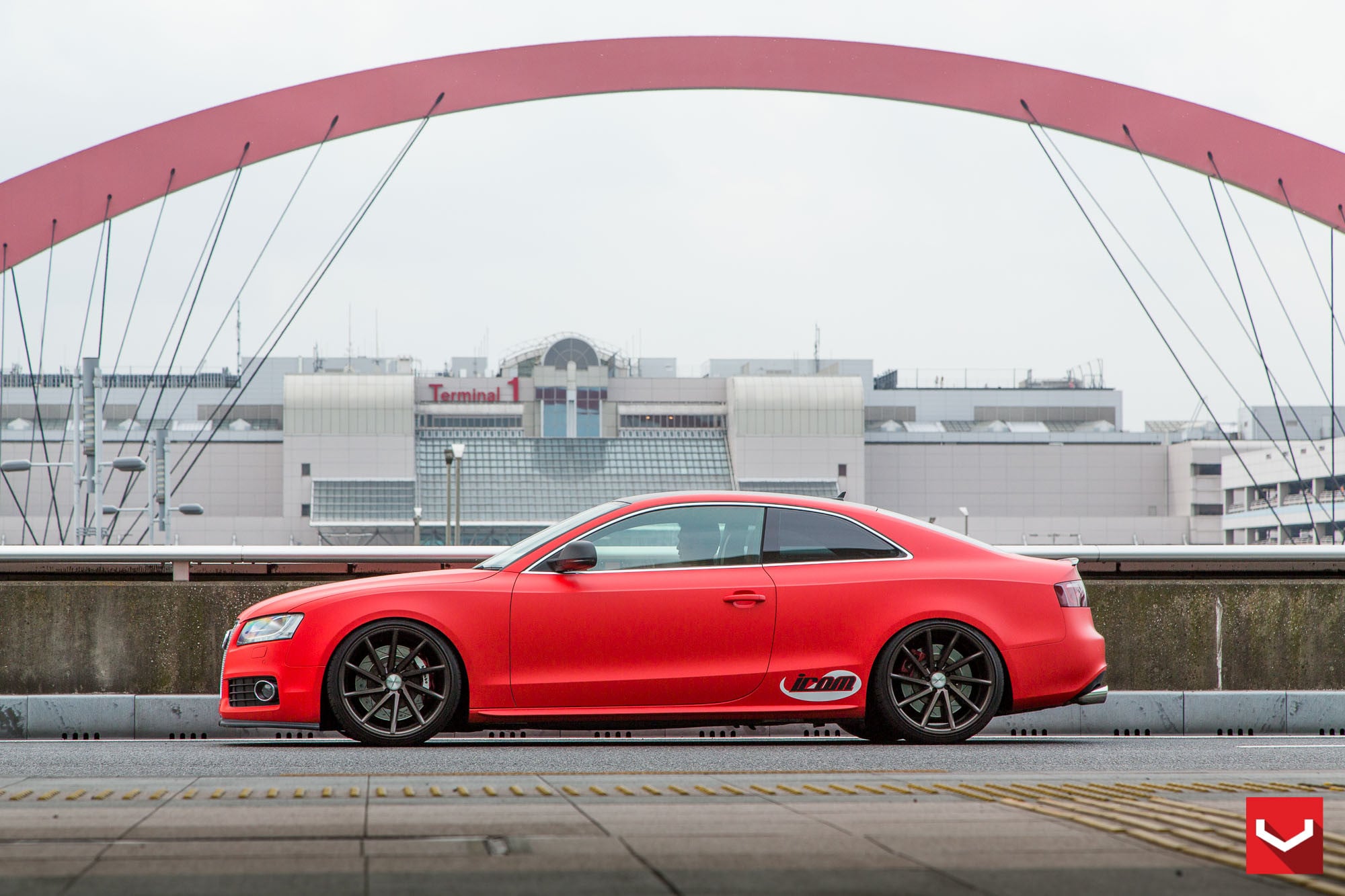 Red Matte Audi S5 on Black Vossen Rims - Photo by Vossen