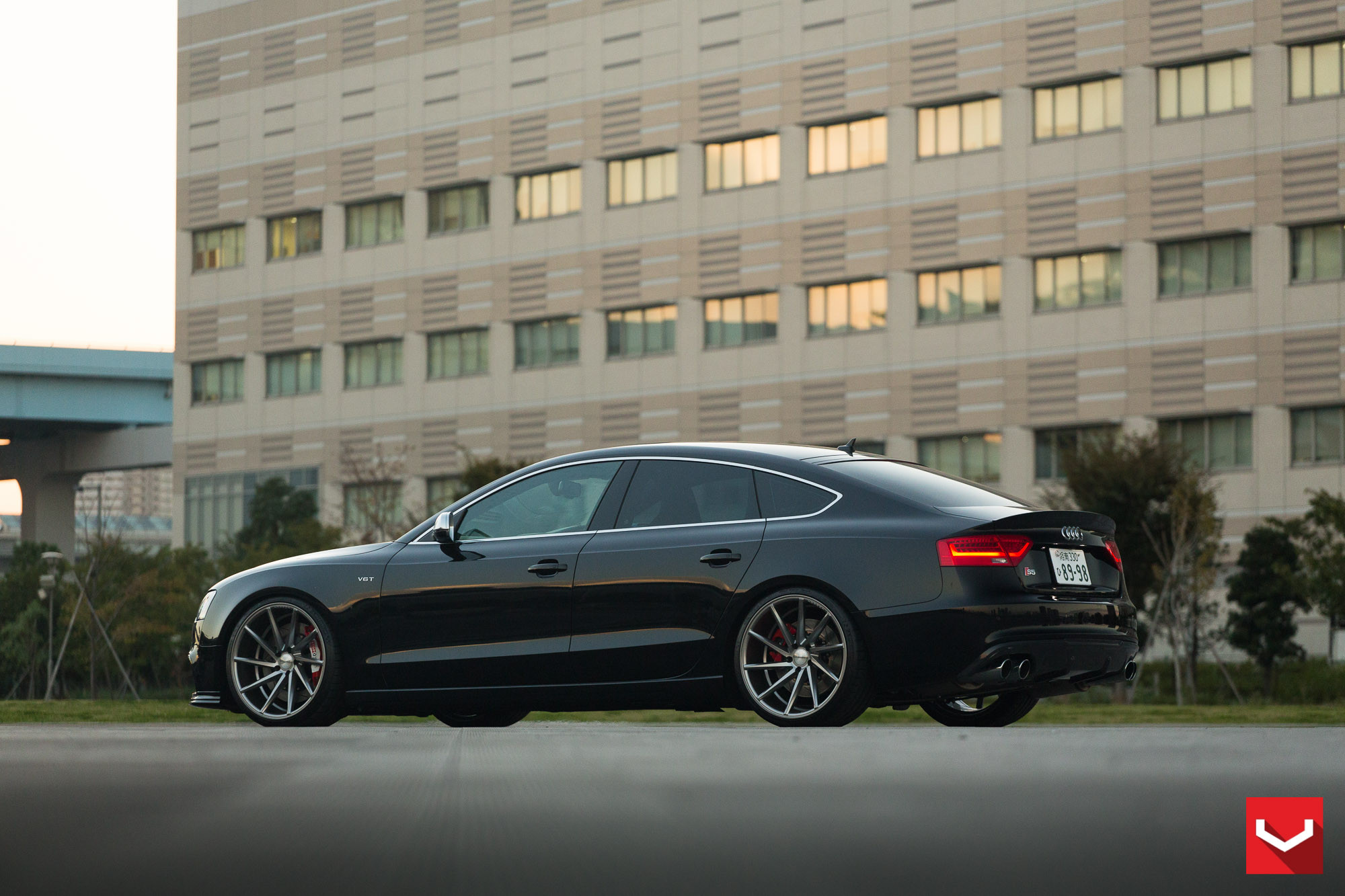 Black Audi S5 with Custom Red Taillights - Photo by Vossen