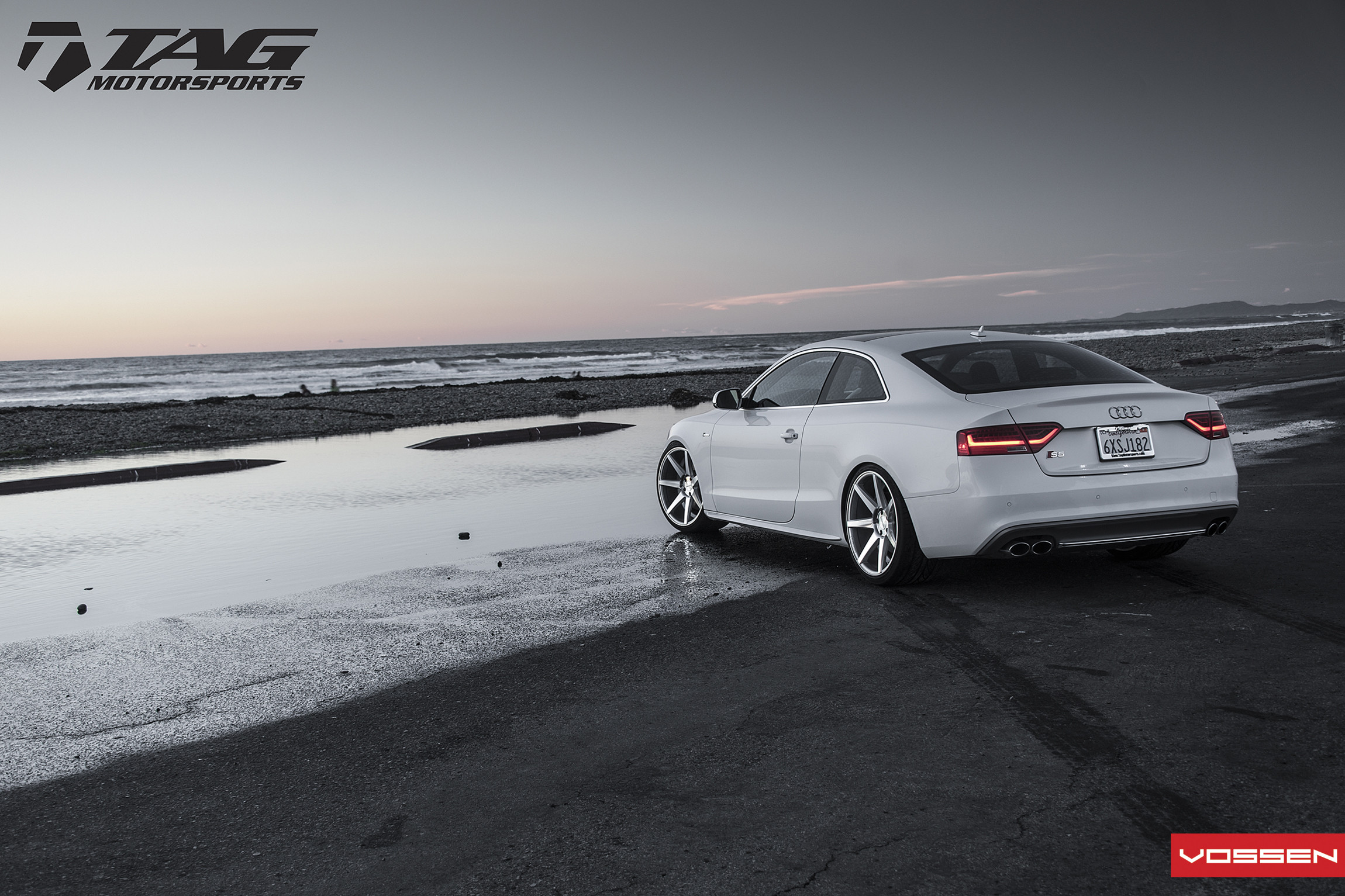 Aftermarket Rear Bumper Cover on White Audi S5 - Photo by Vossen