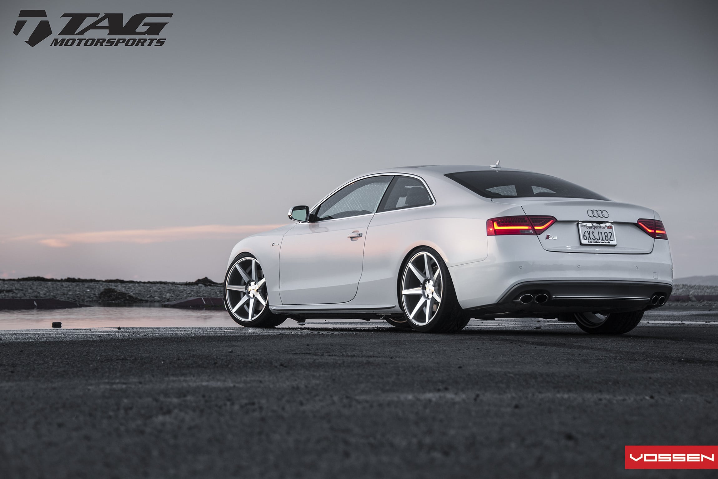 White Audi S5 with Red LED Taillights - Photo by Vossen