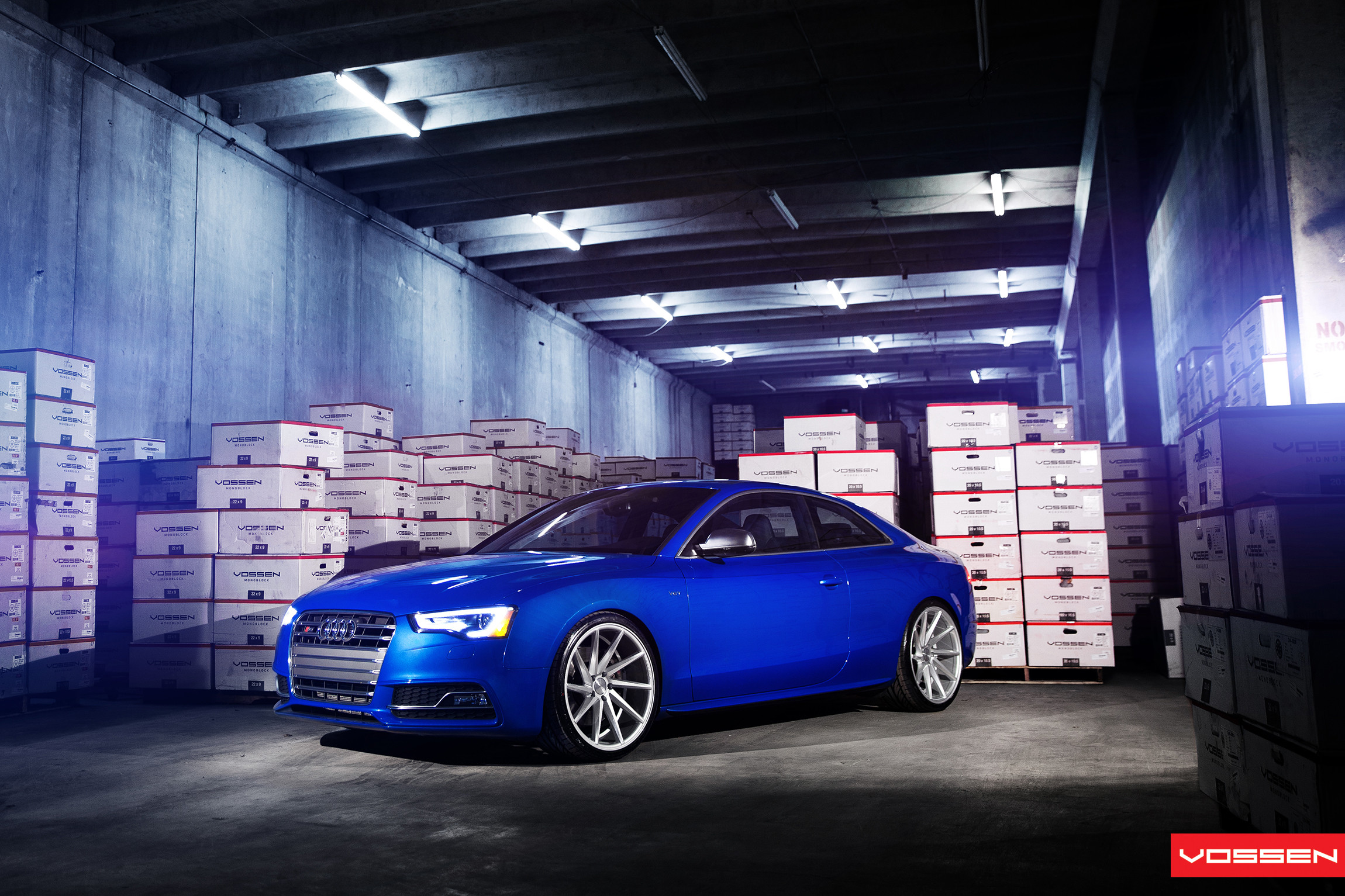 Blue Audi S5 with Custom Grille - Photo by Vossen