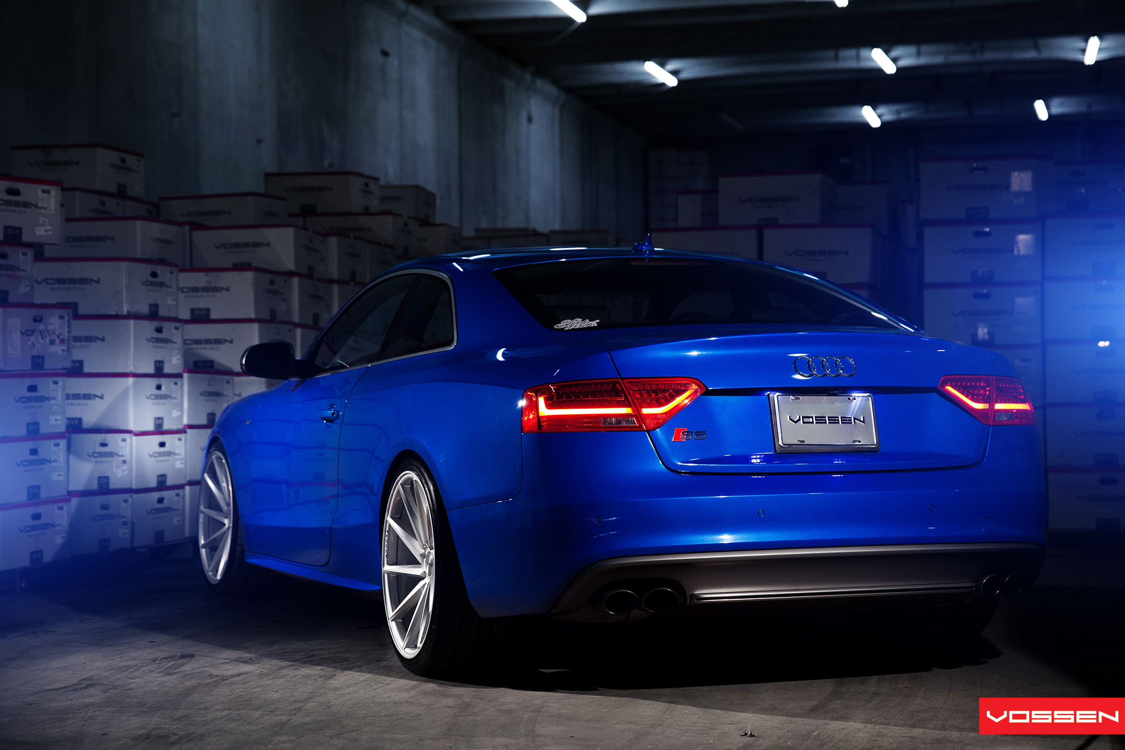 Blue Audi S5 with Aftermarket Rear Bumper Cover - Photo by Vossen