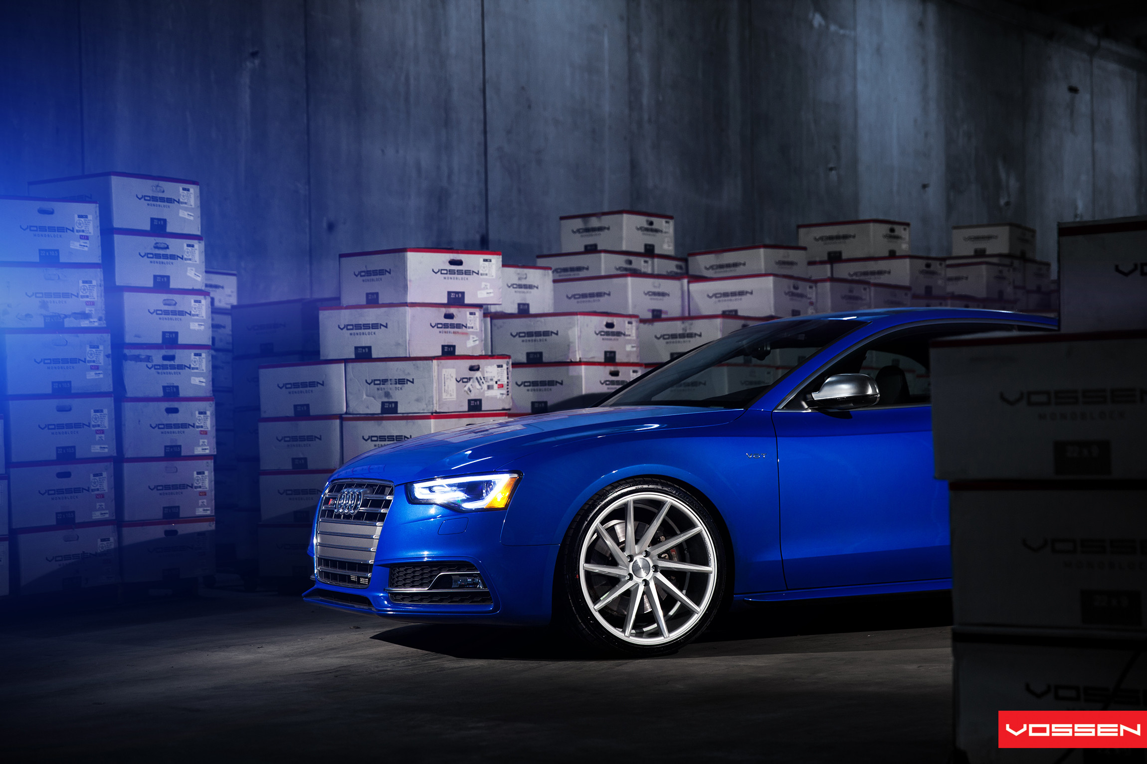 Chrome CVT Vossen Wheels on Blue Audi S5 - Photo by Vossen