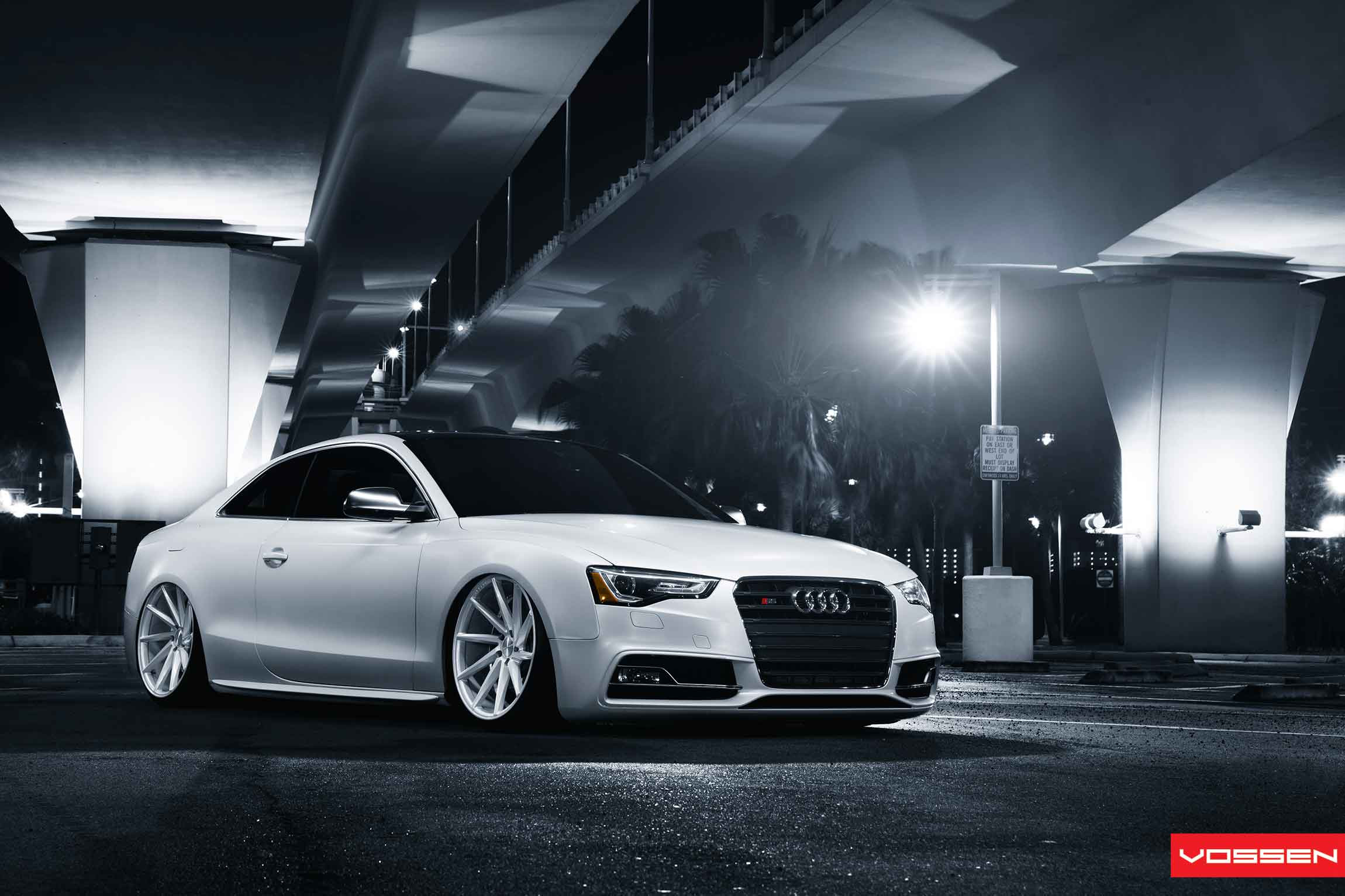 White Audi S5 with Blacked Out Grille - Photo by Vossen