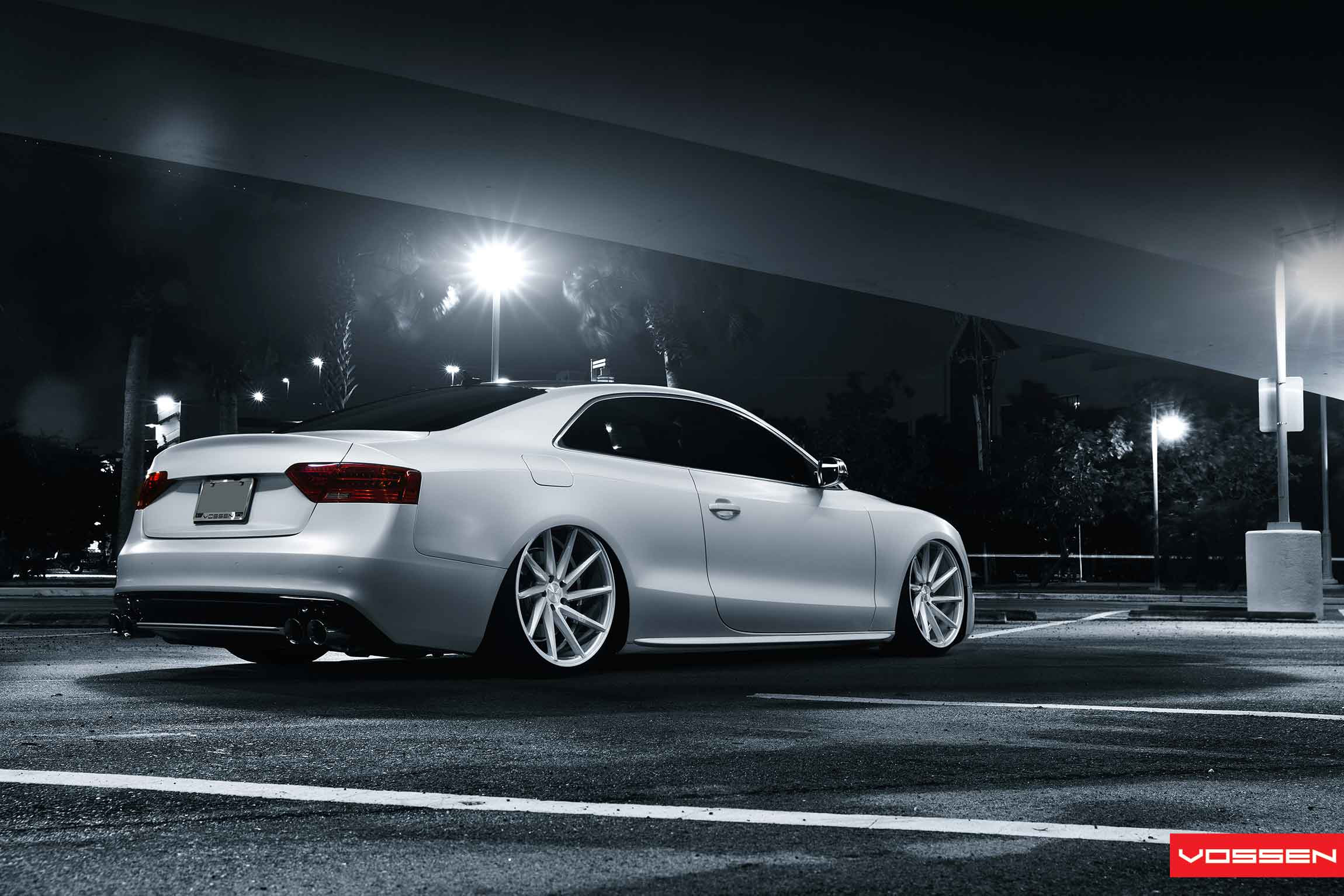Red Smoke LED Taillights on White Audi S5 - Photo by Vossen