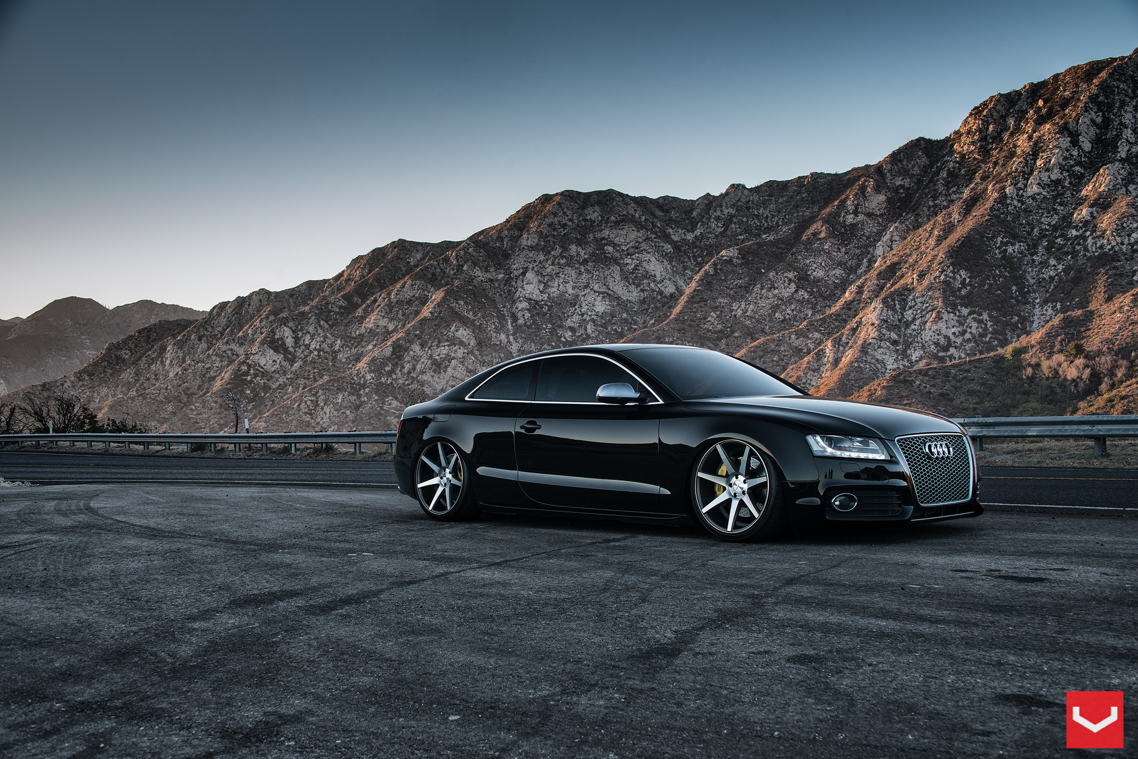 Gloss Black Audi S5 with Custom LED Headlights - Photo by Vossen