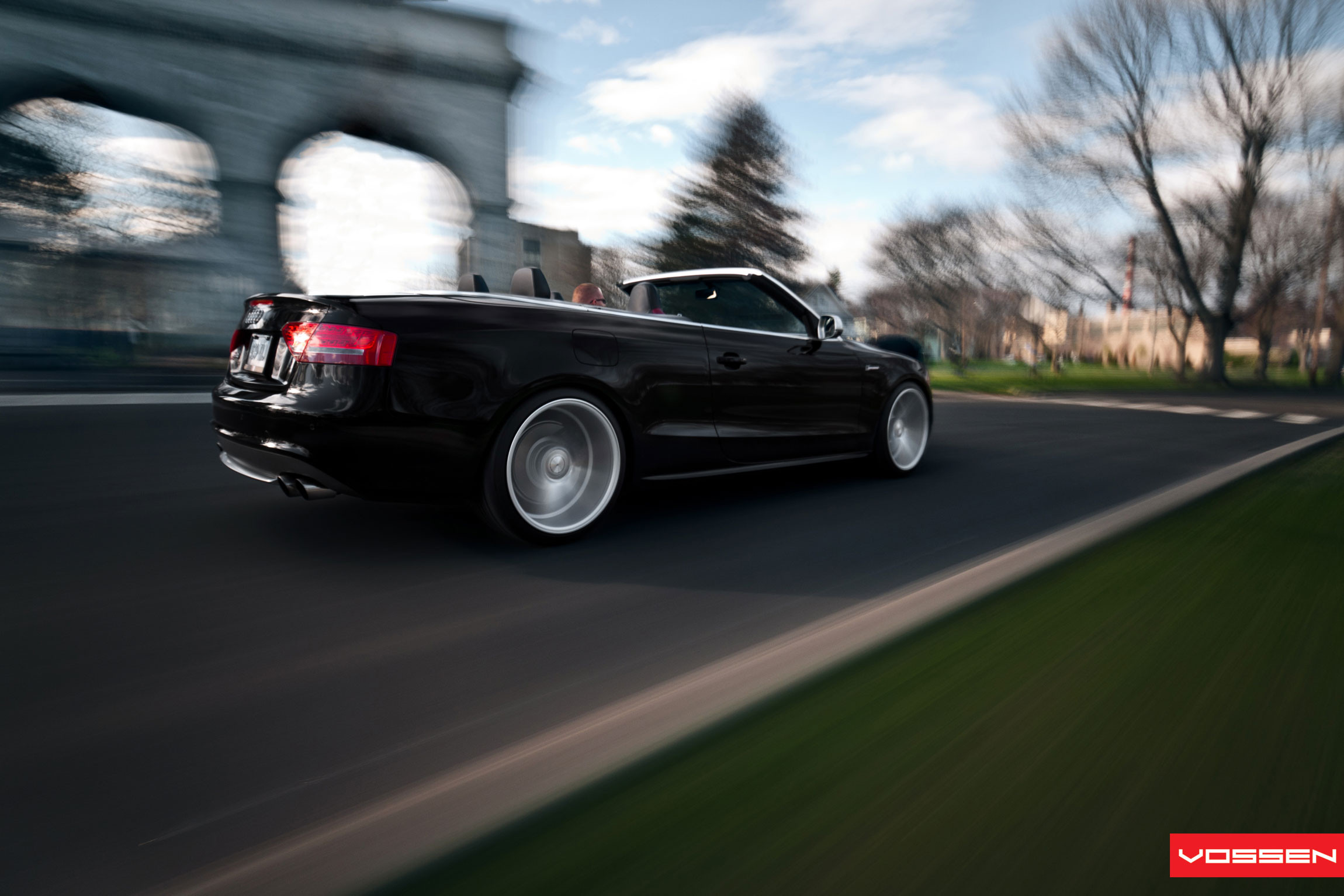 Aftermarket Exhaust System on Black Convertible Audi S5 - Photo by Vossen
