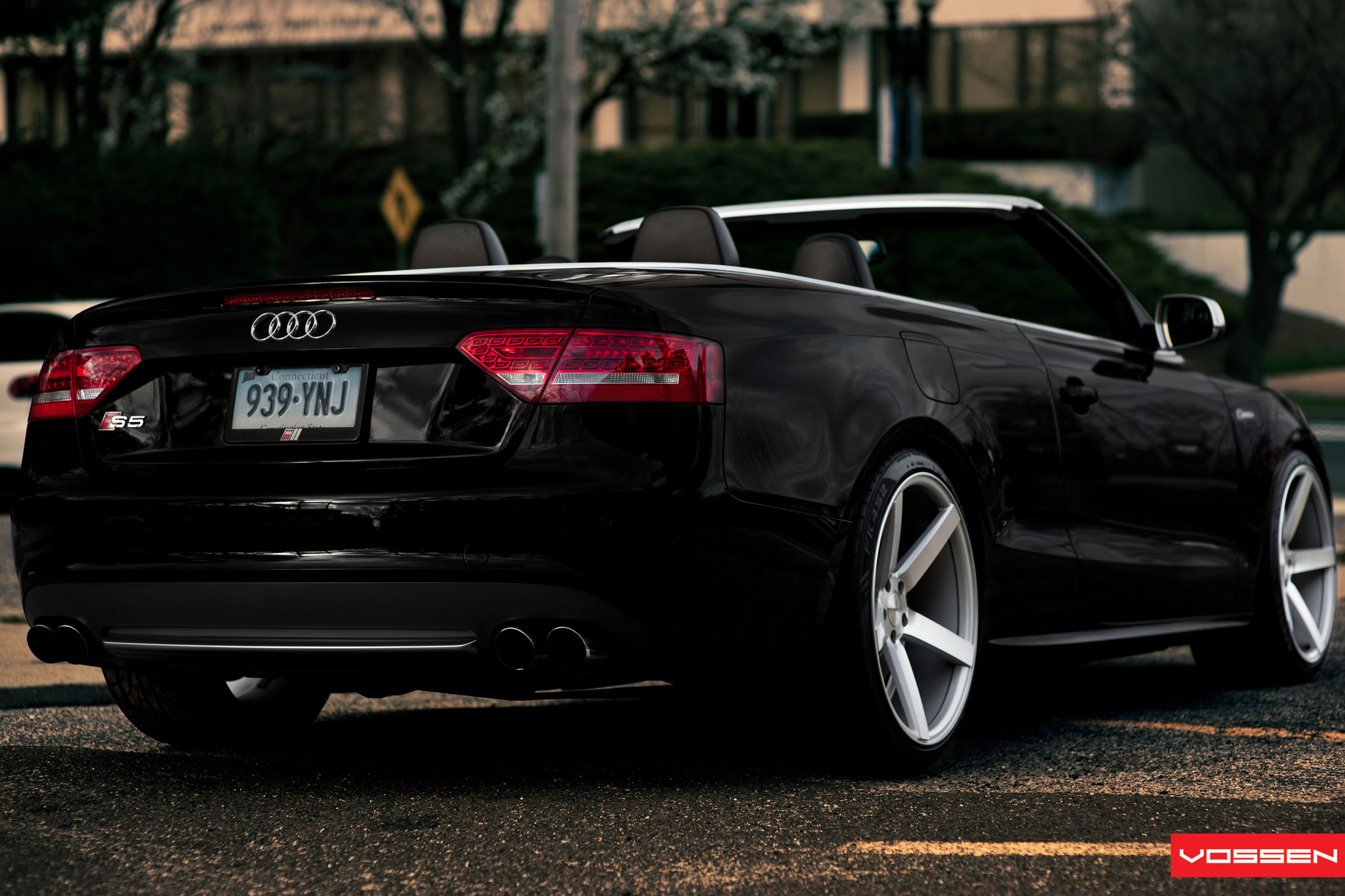 Black Convertible Audi S5 with Red LED Taillights - Photo by Vossen