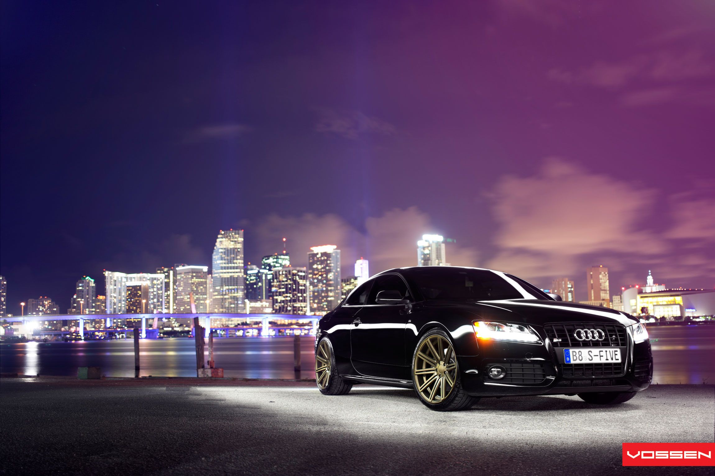 Gloss Black Audi S5 with Custom Front Bumper - Photo by Vossen