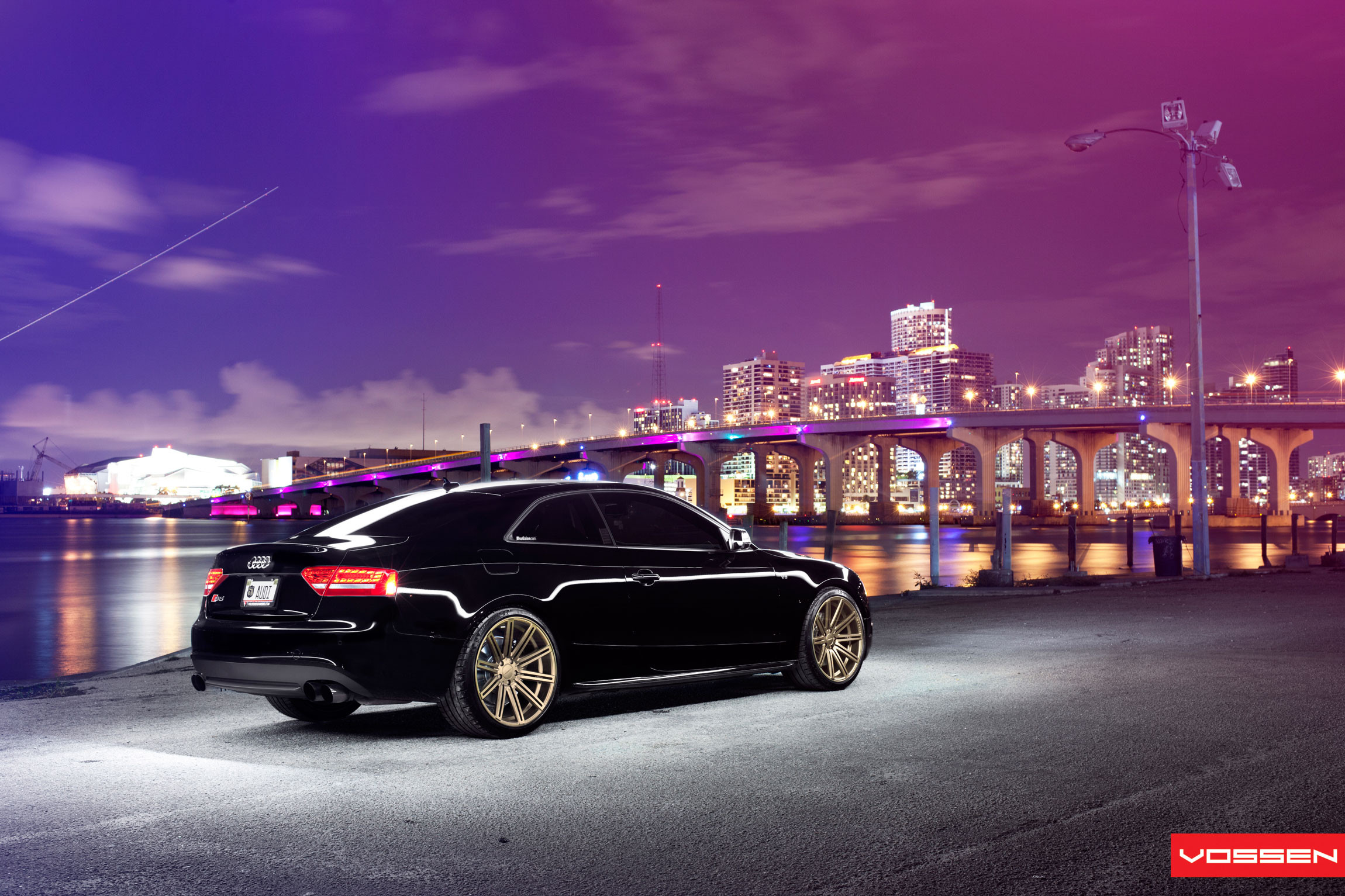 Custom Rear Bumper Cover on Black Audi S5 - Photo by Vossen