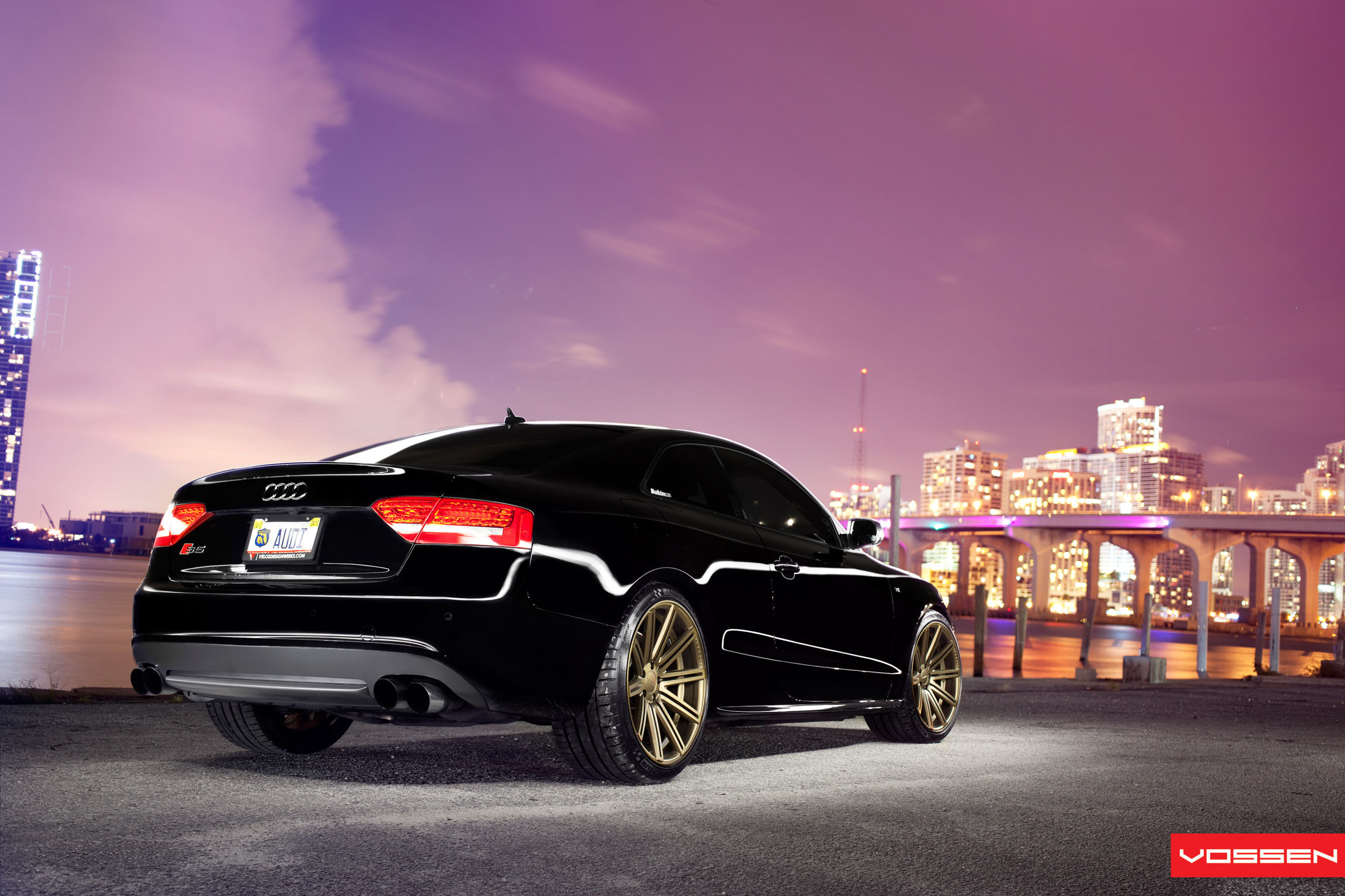 Black Audi S5 with Red LED Taillights - Photo by Vossen