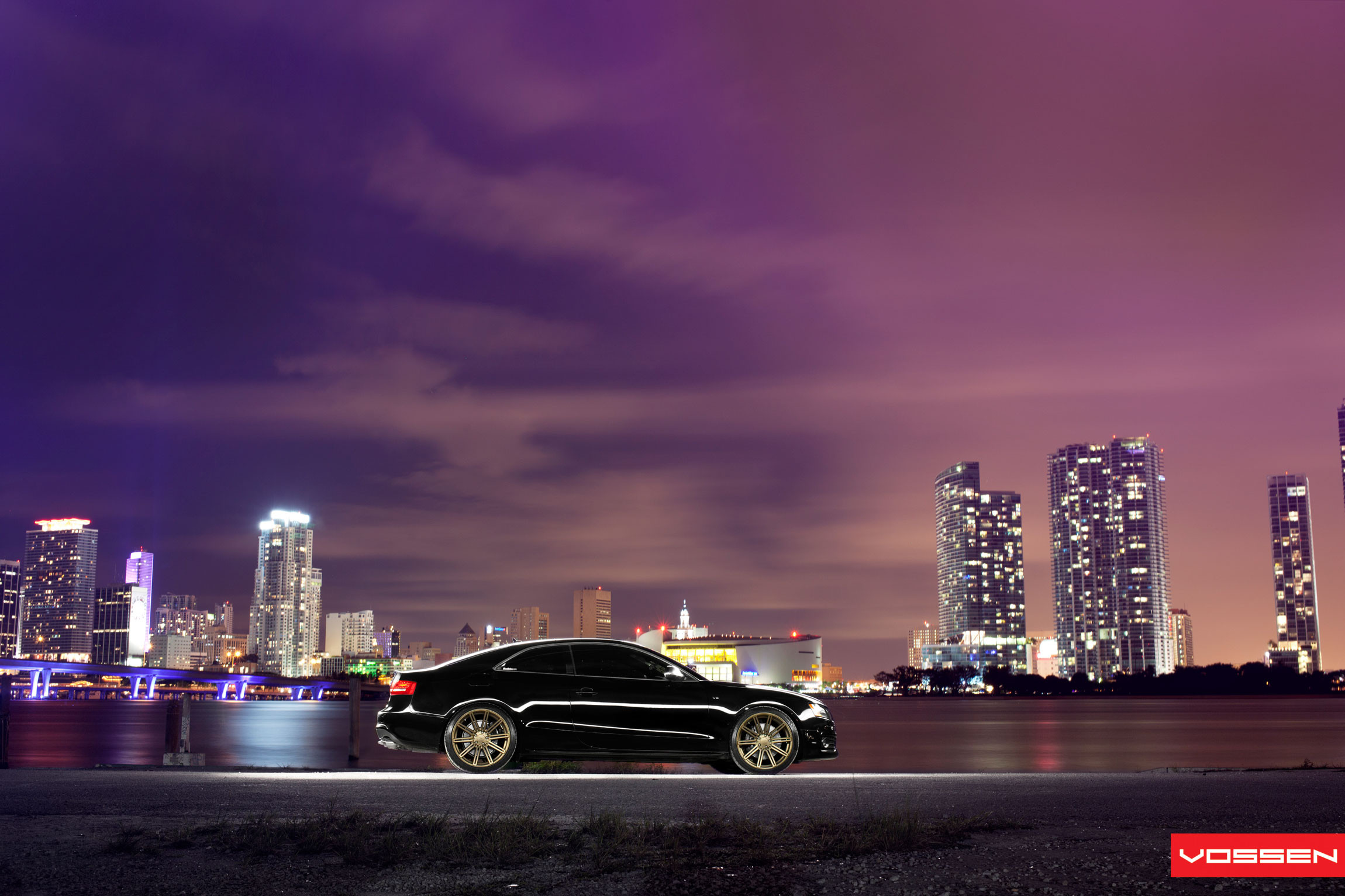 Bronze CV Vossen Rims on Black Audi S5 - Photo by Vossen
