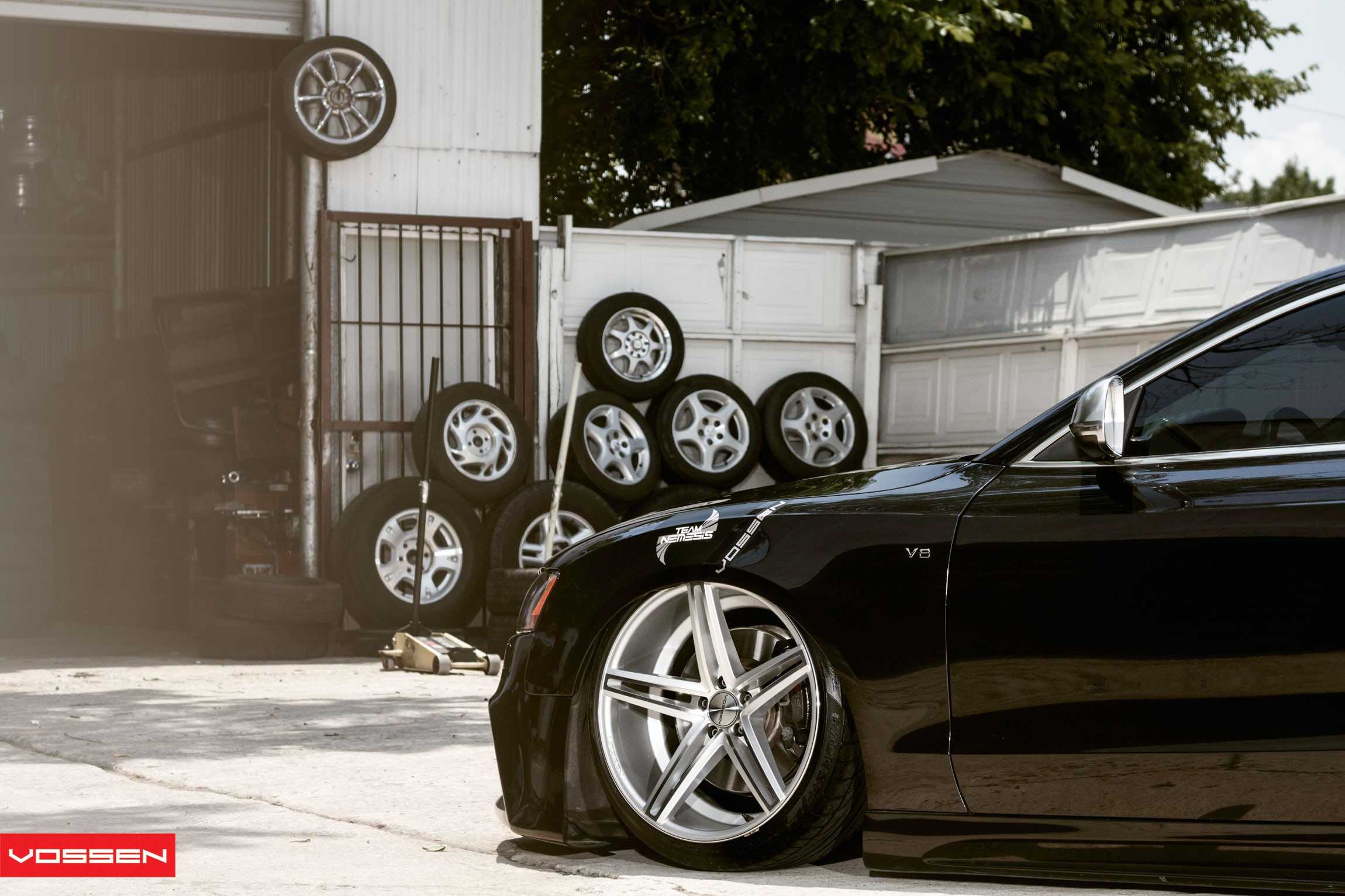 Black Debadged Audi S5 with Custom Side Skirts - Photo by Vossen