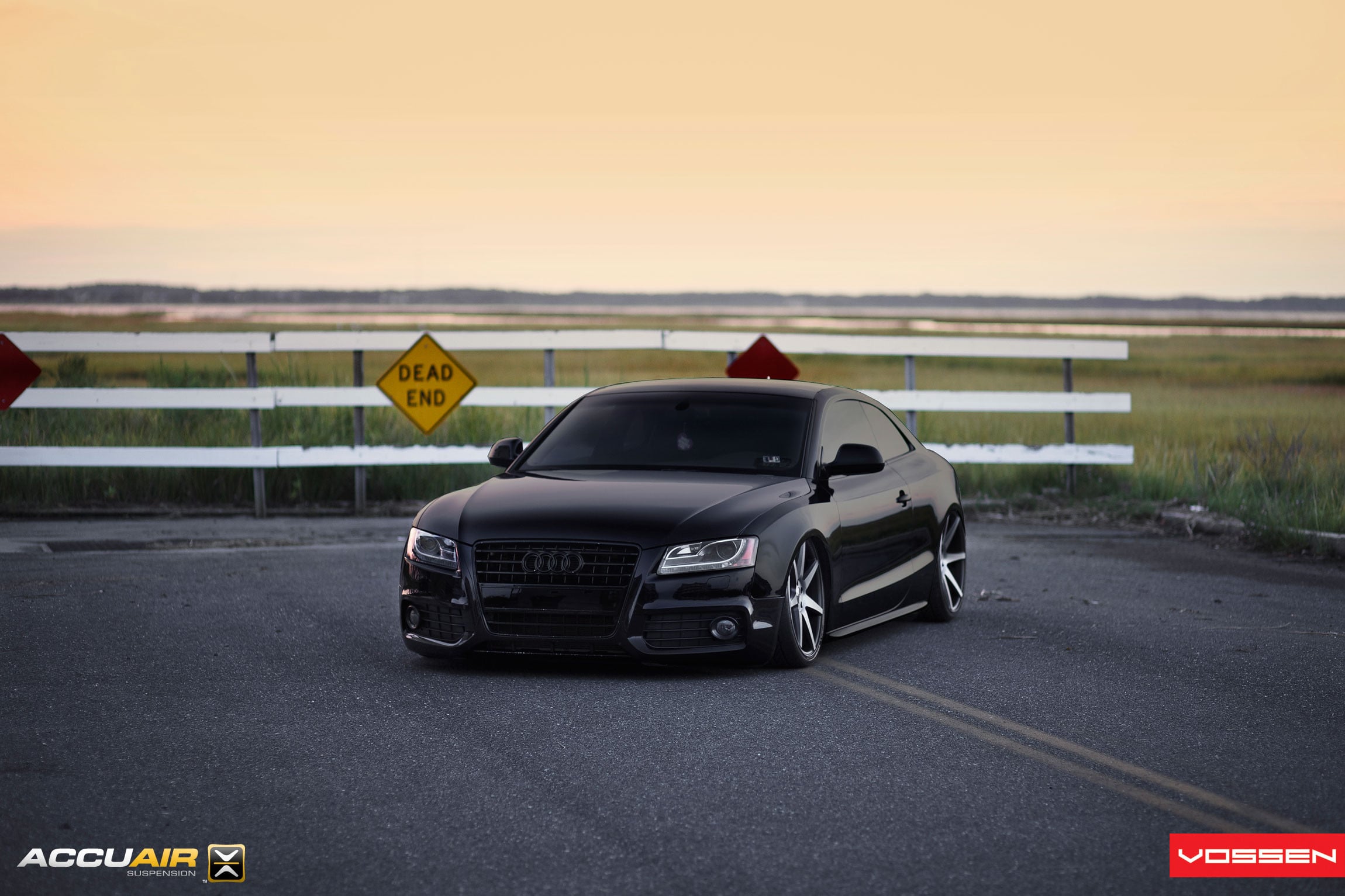 Blacked Out Custom Grille on Black Audi S5 - Photo by Vossen