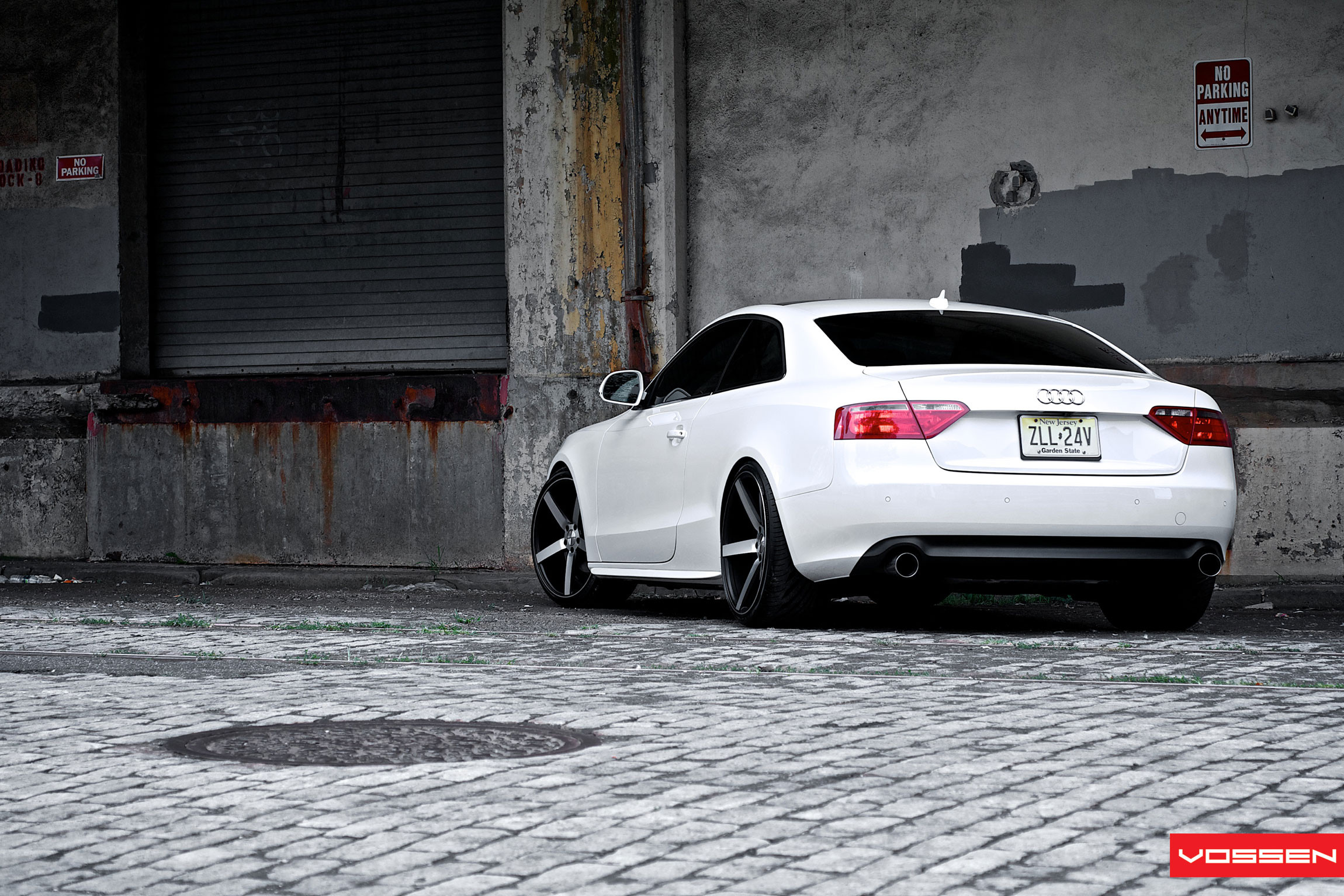 White Audi S5 with Black Rear Bumper Cover - Photo by Vossen