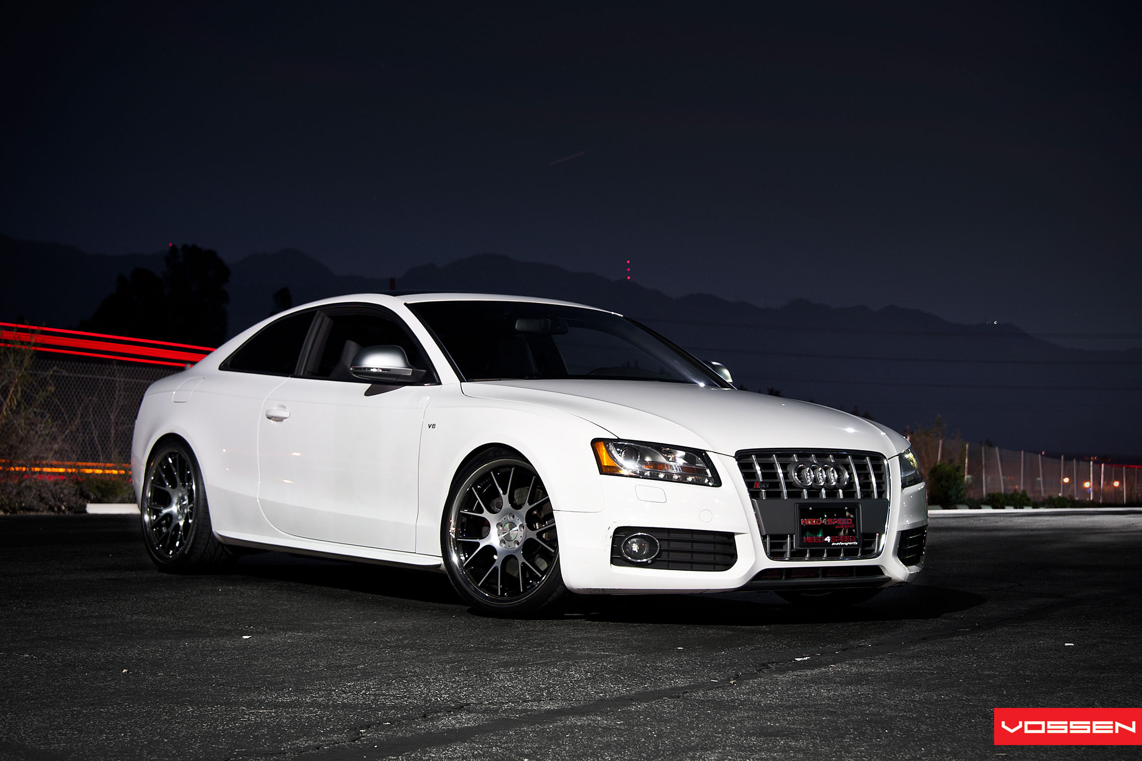 White Audi S5 Custom Front Bumper with Fog Lights - Photo by Vossen