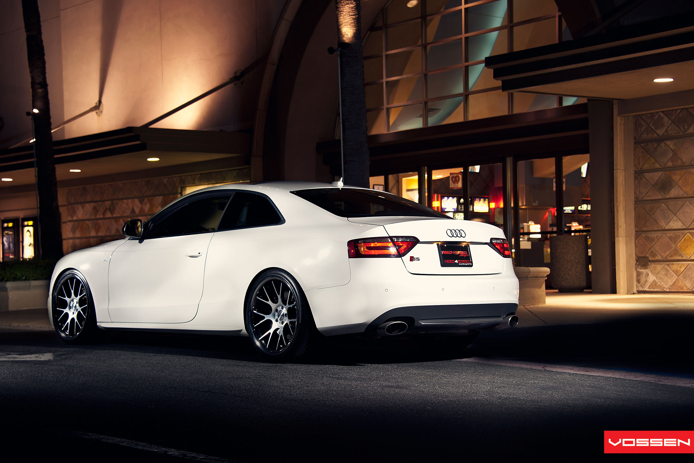 Black Rear Bumper Cover on White Audi S5 - Photo by Vossen