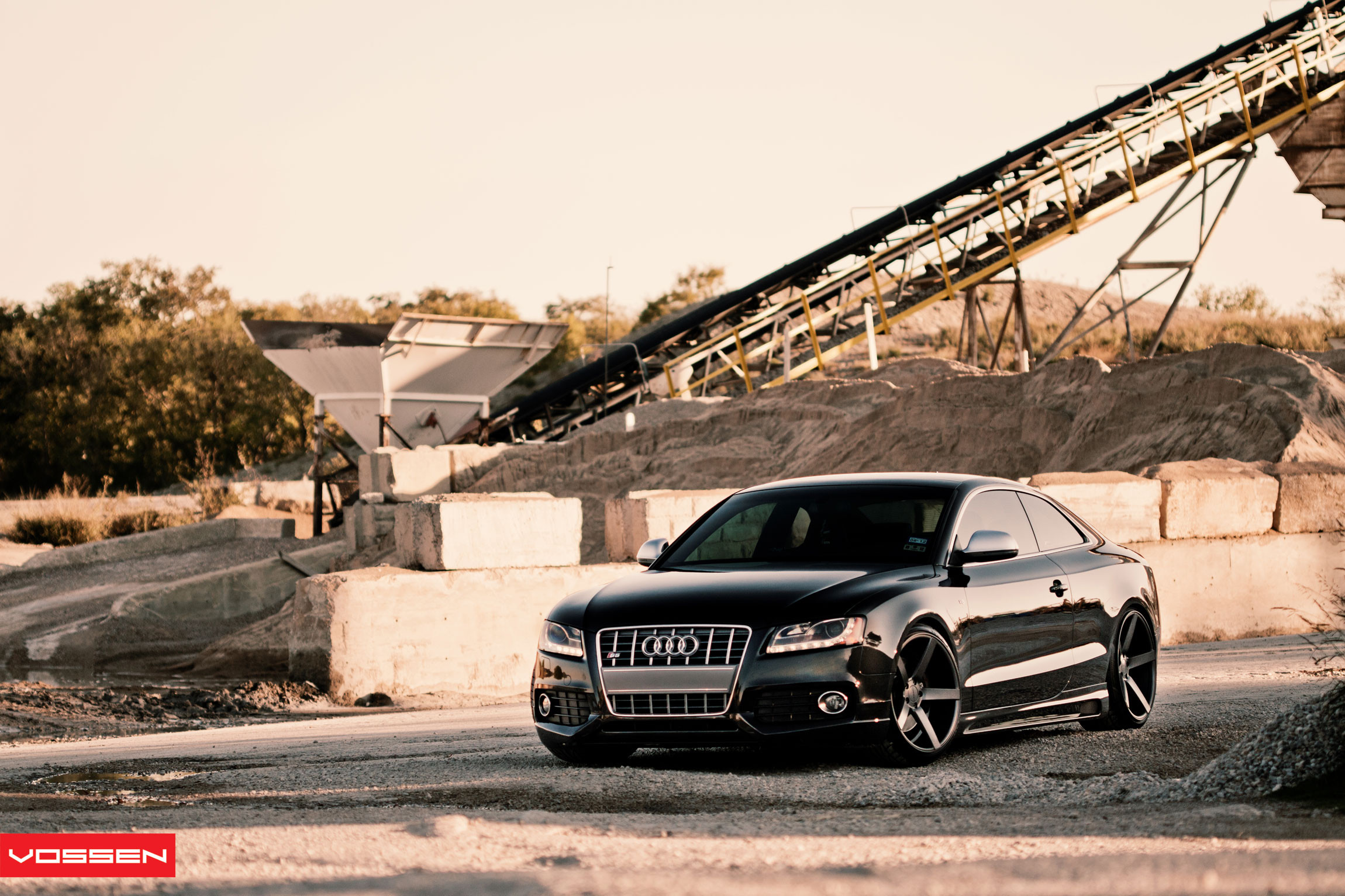 Gloss Black Audi S5 with LED Headlights - Photo by Vossen