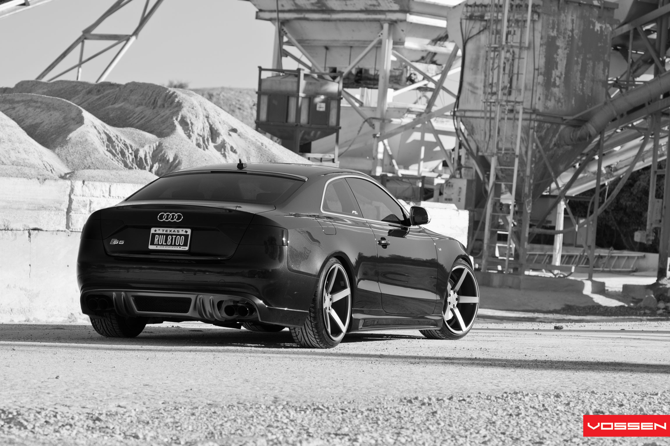 Gloss Black Audi S5 with Carbon Fiber Rear Diffuser - Photo by Vossen