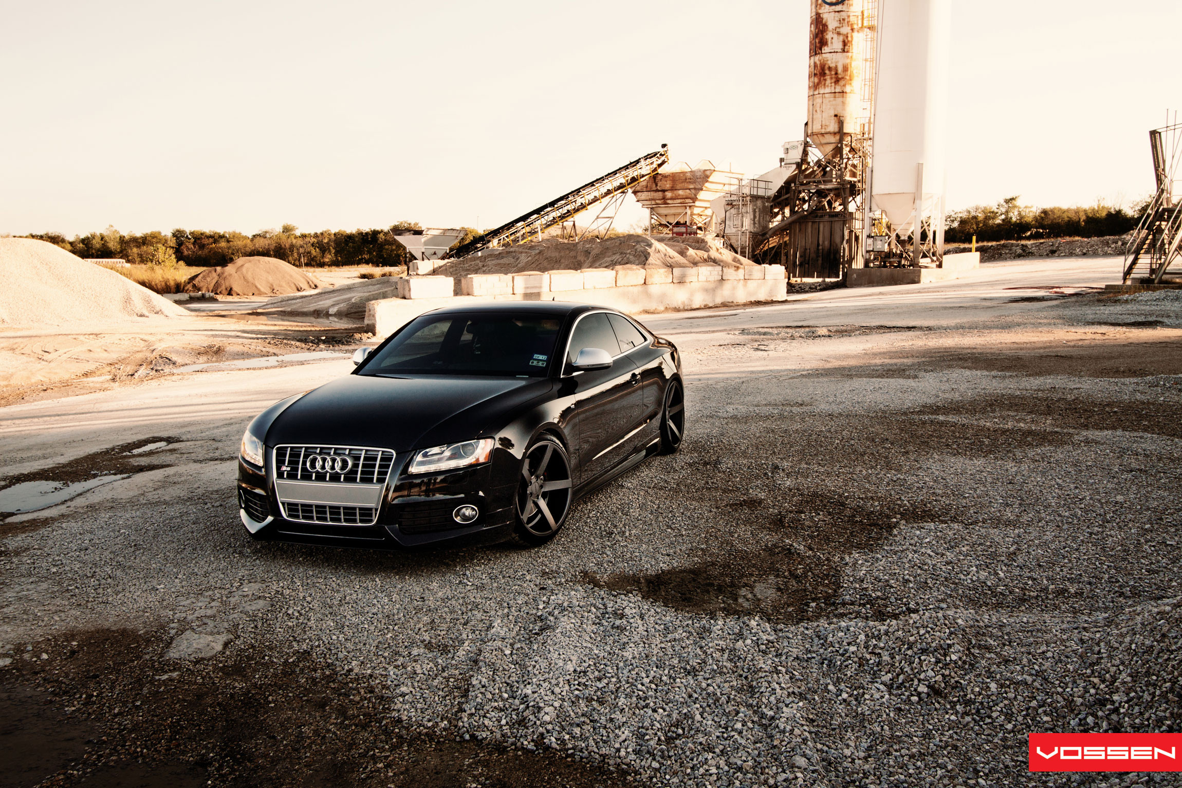 Custom LED Headlights on Gloss Black Audi S5 - Photo by Vossen