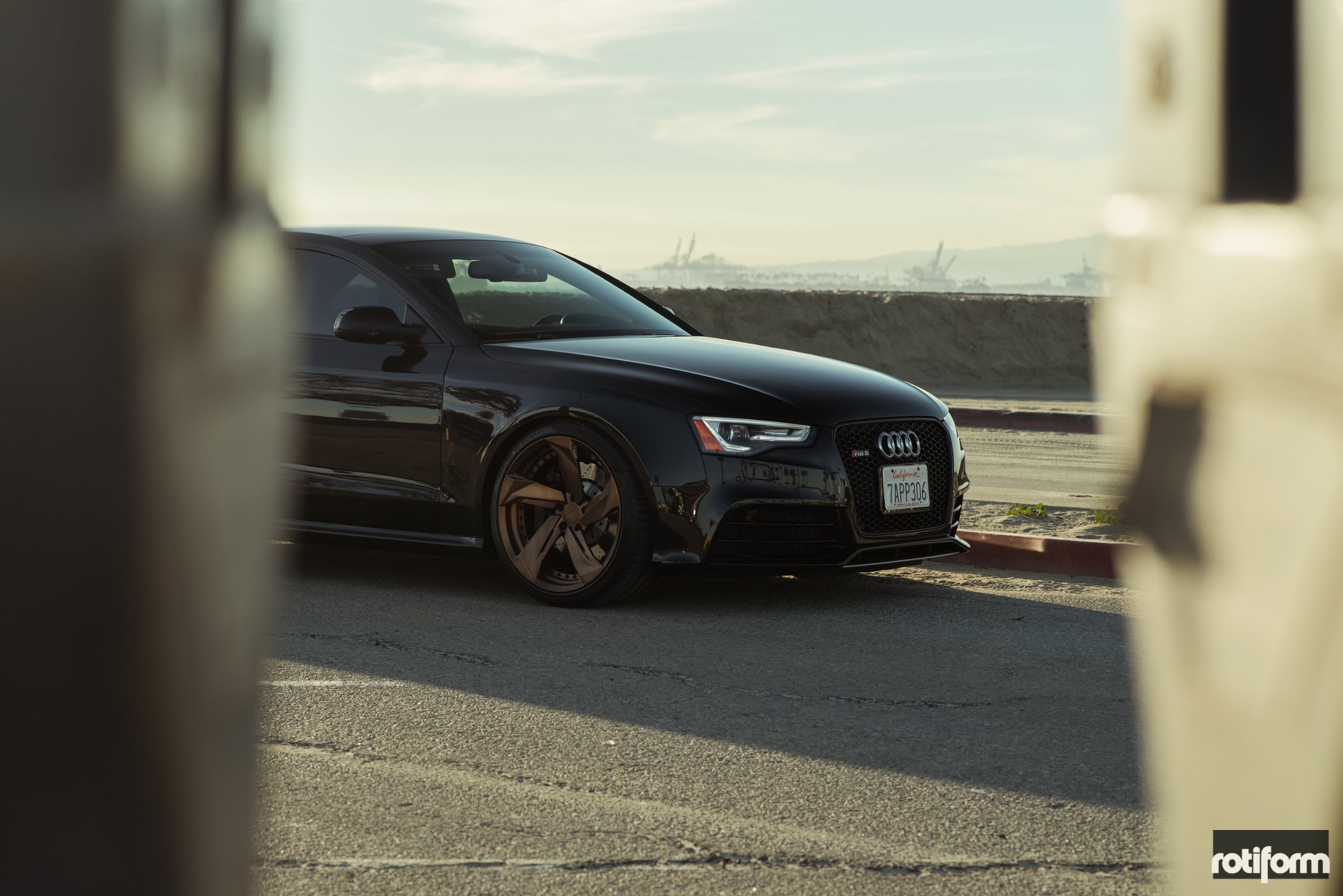 Aftermarket Front Lip on Black Audi RS5 - Photo by Rotiform