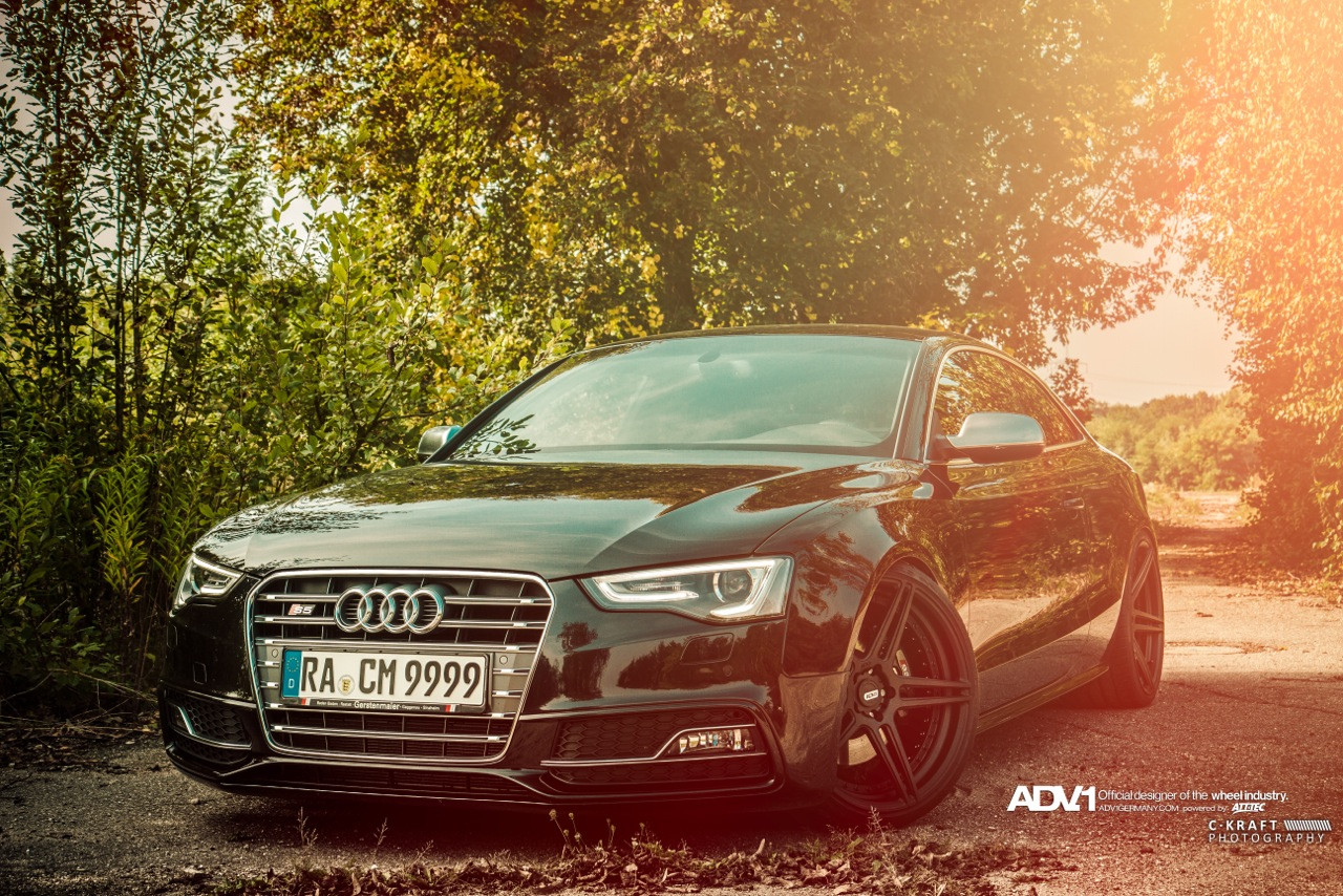 Black Audi S5 with Custom DRL Bar Headlights - Photo by ADV.1