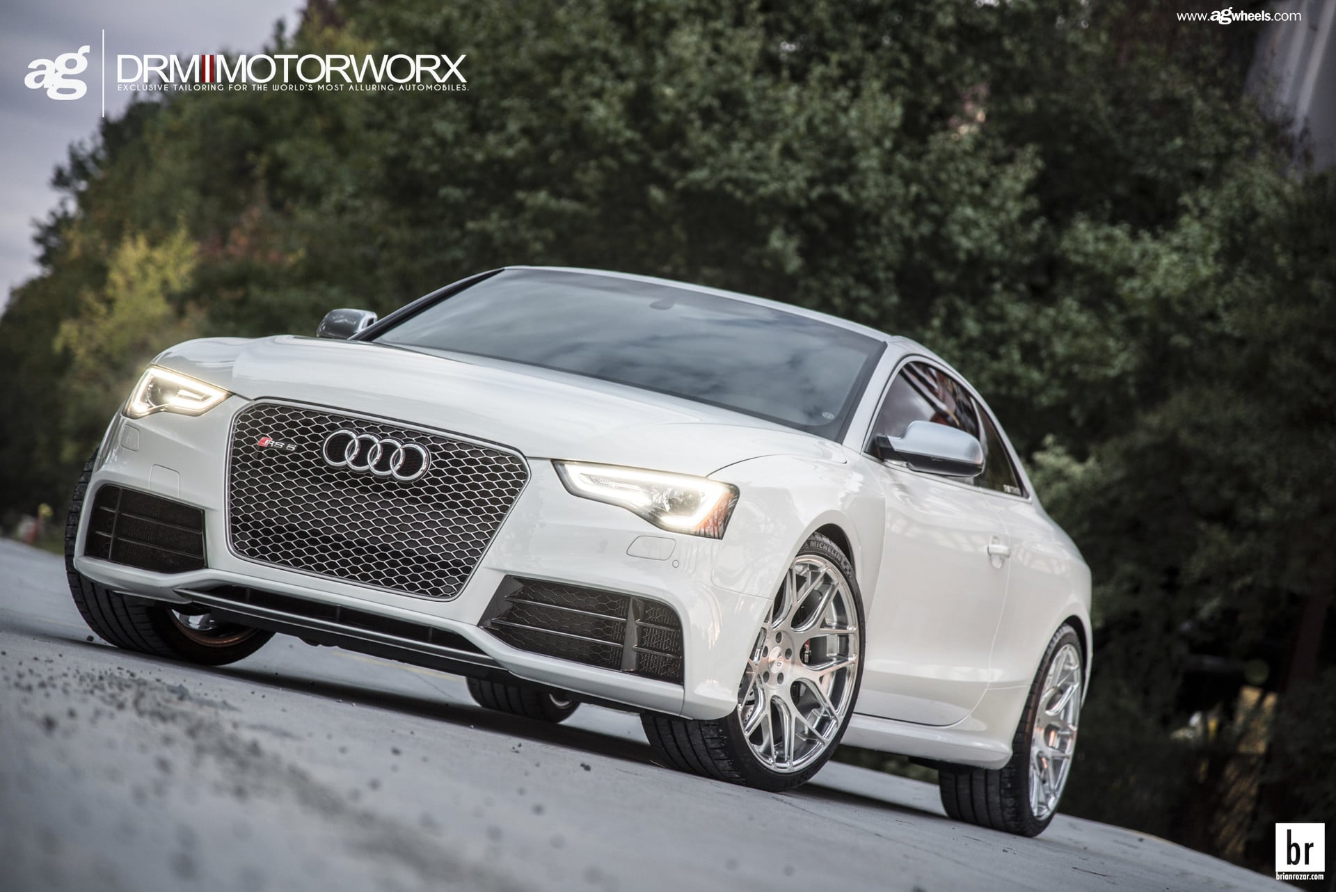 Chrome Mesh Grille on White Audi S5 - Photo by Avant Garde Wheels