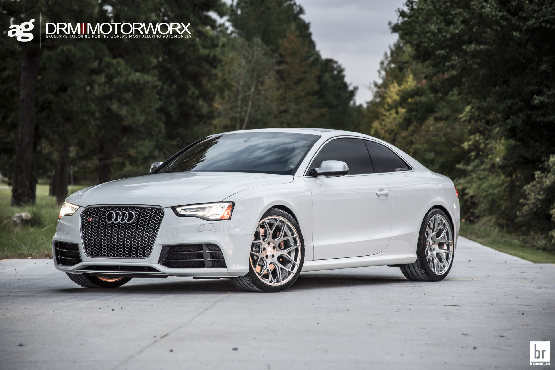 White Audi S5 with Custom LED-Bar Style Headlights - Photo by Avant Garde Wheels