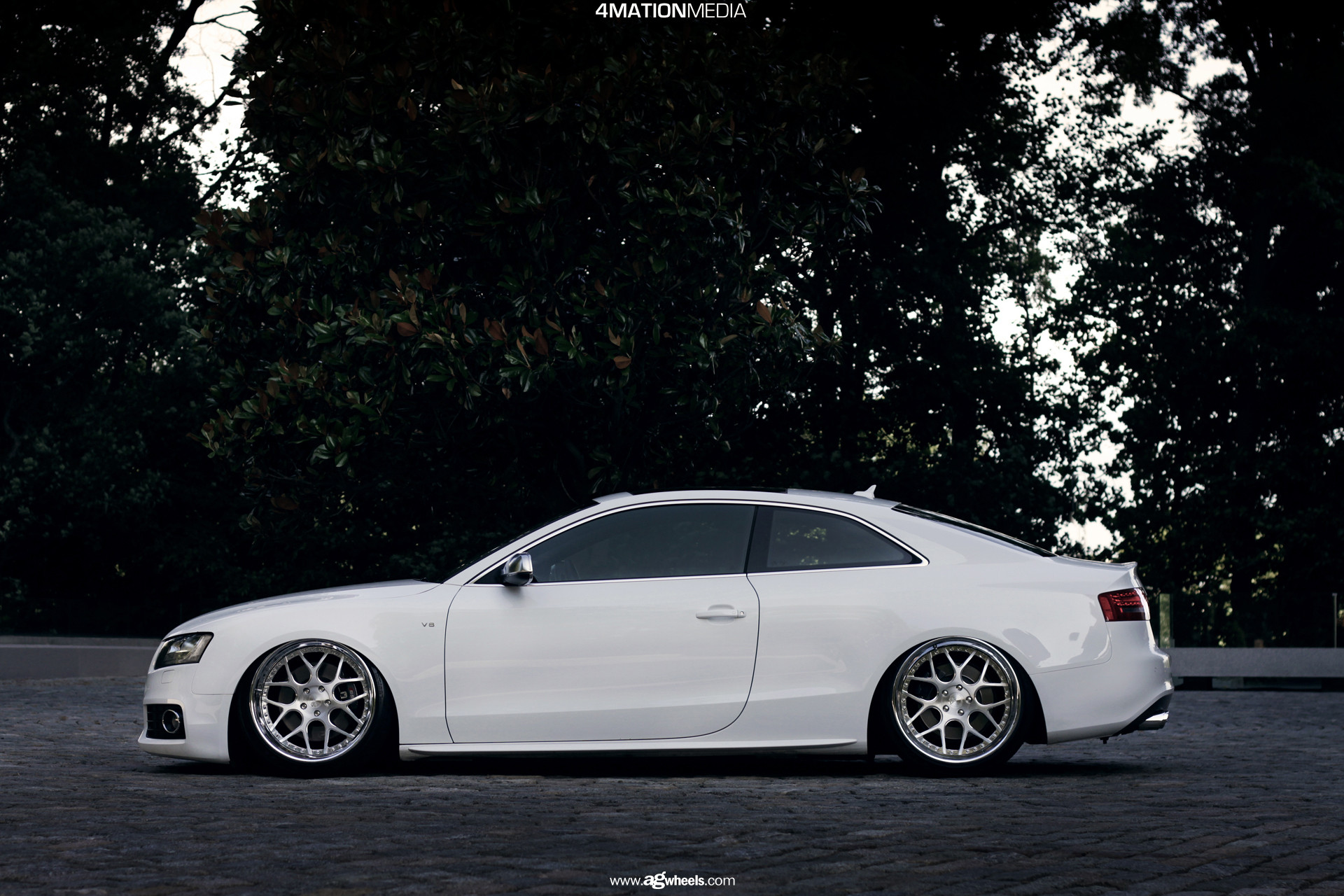 White Lowered Audi S5 with Polished Avant Garde Rims - Photo by Avant Garde Wheels