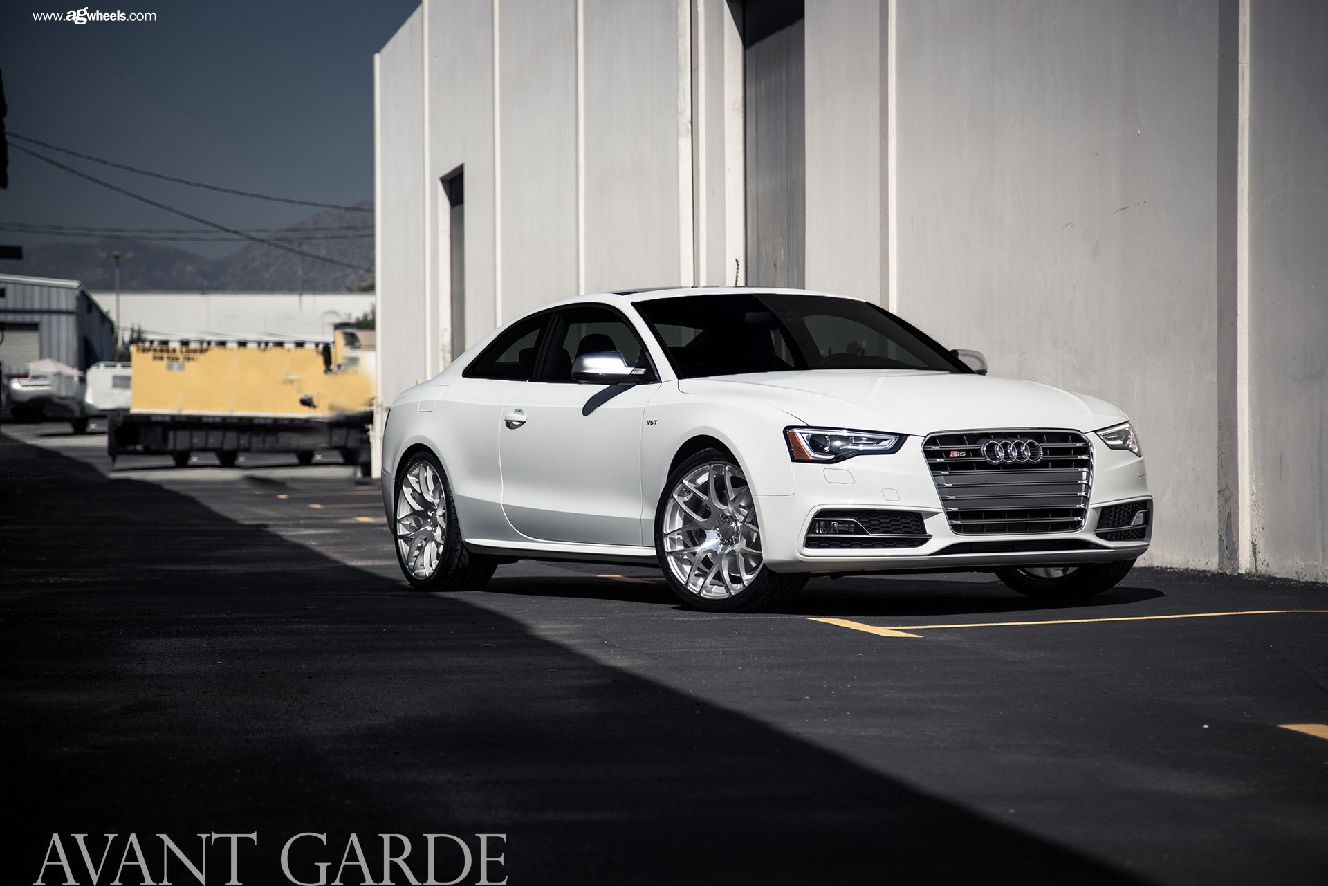 White Audi S5 with Aftermarket Headlights - Photo by Avant Garde Wheels