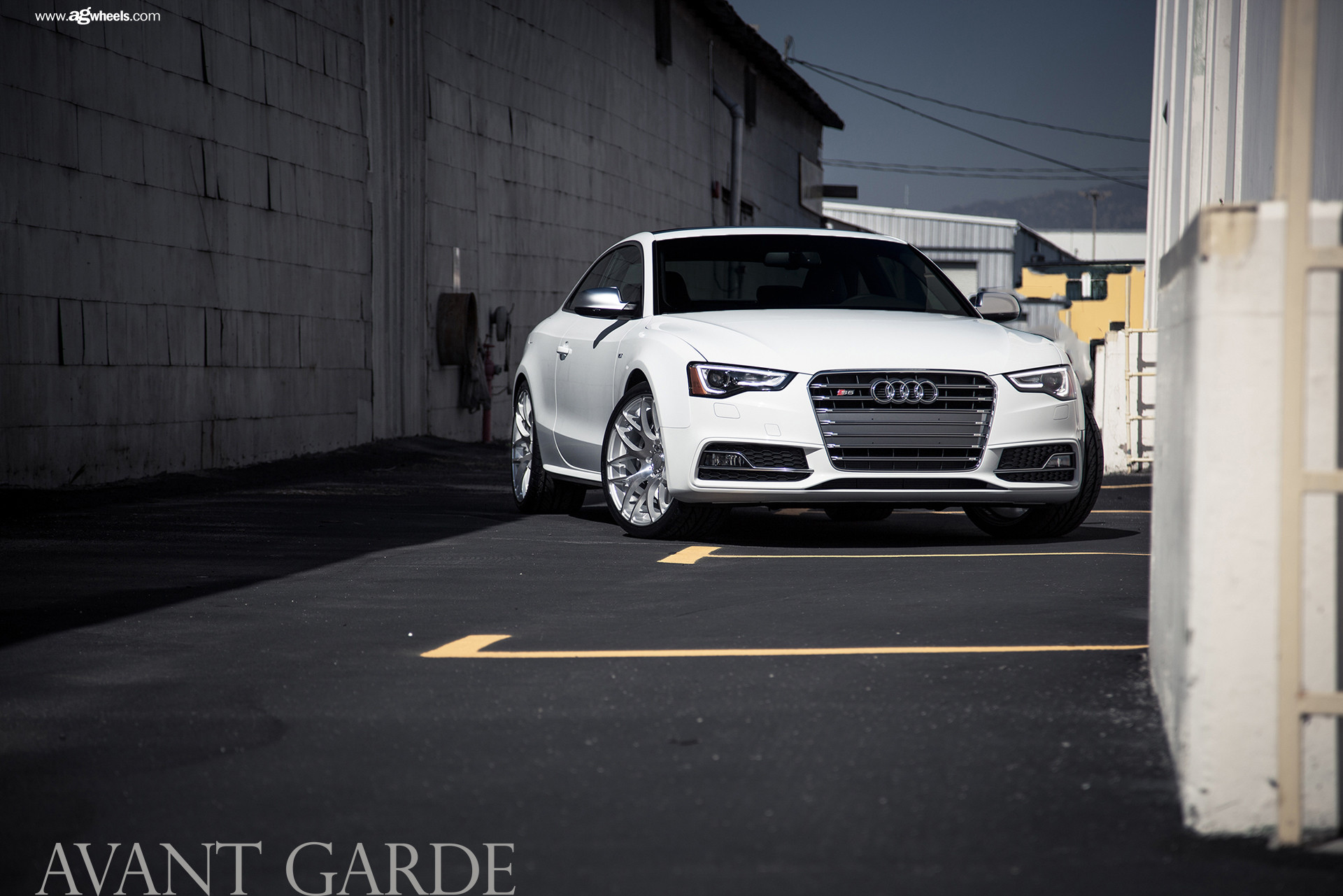 Custom Front Bumper on White Audi S5 - Photo by Avant Garde Wheels