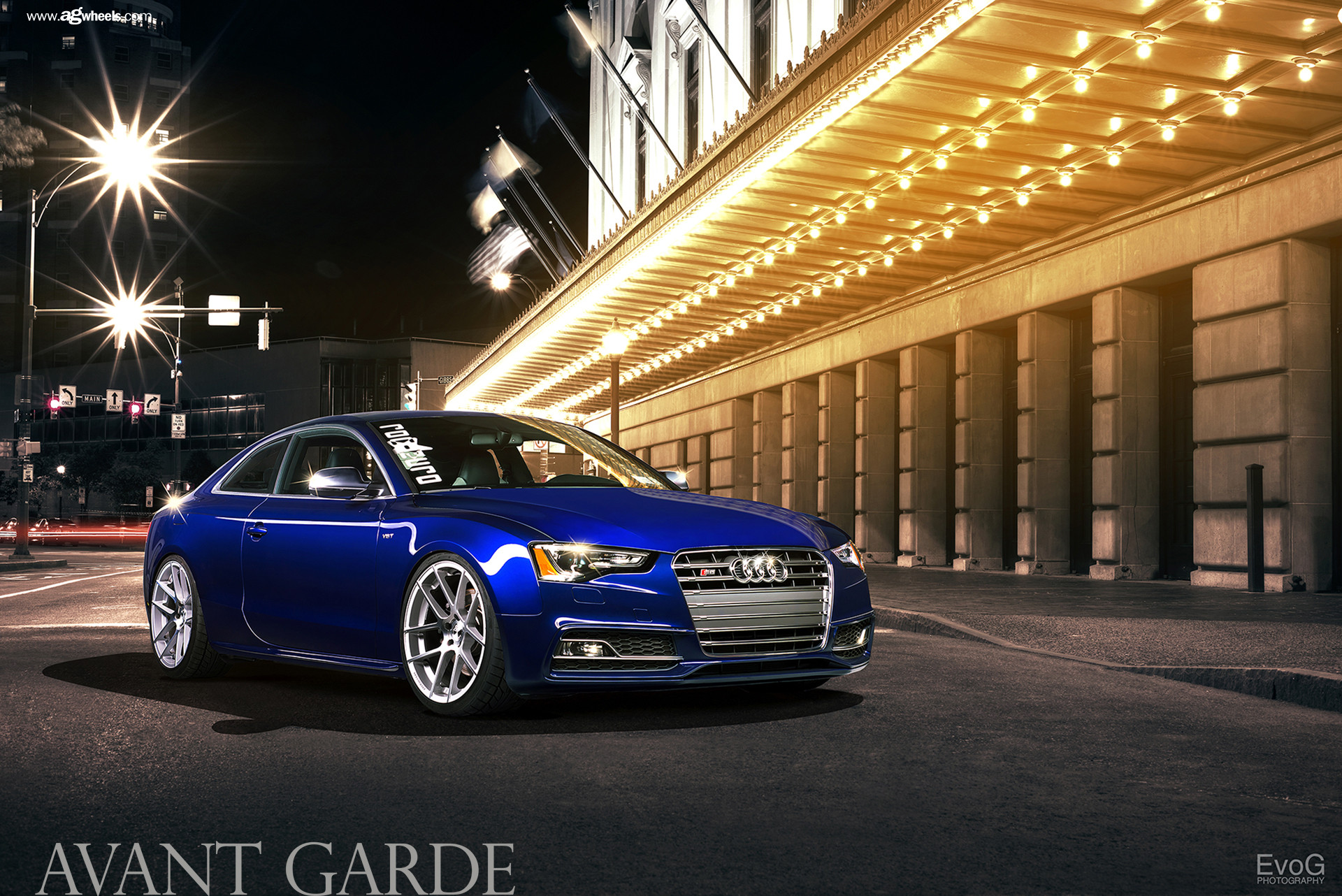 Blue Audi S5 with Aftermarket Front Bumper - Photo by Avant Garde Wheels