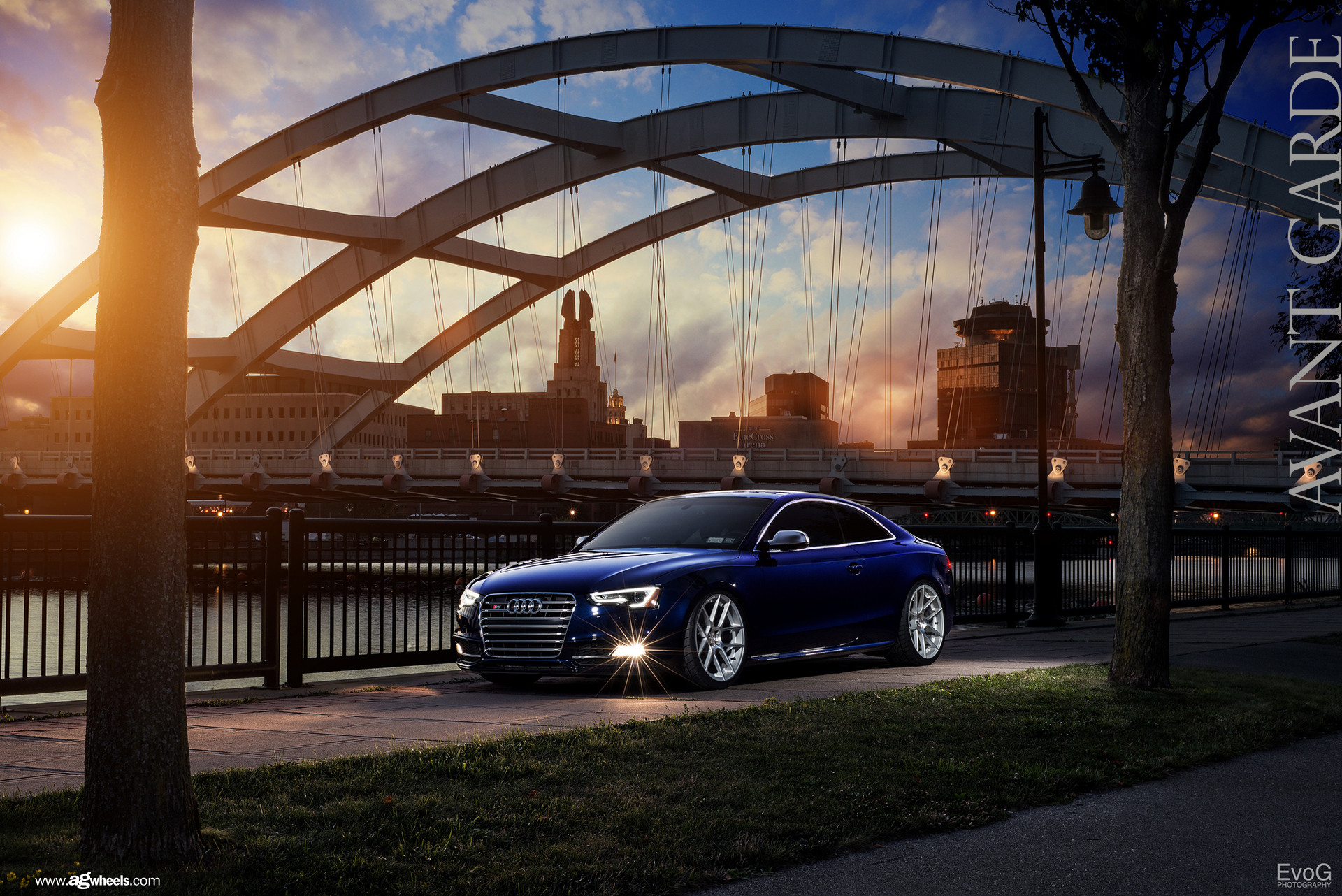 Blue Audi S5 with LED Fog Lights - Photo by Avant Garde Wheels