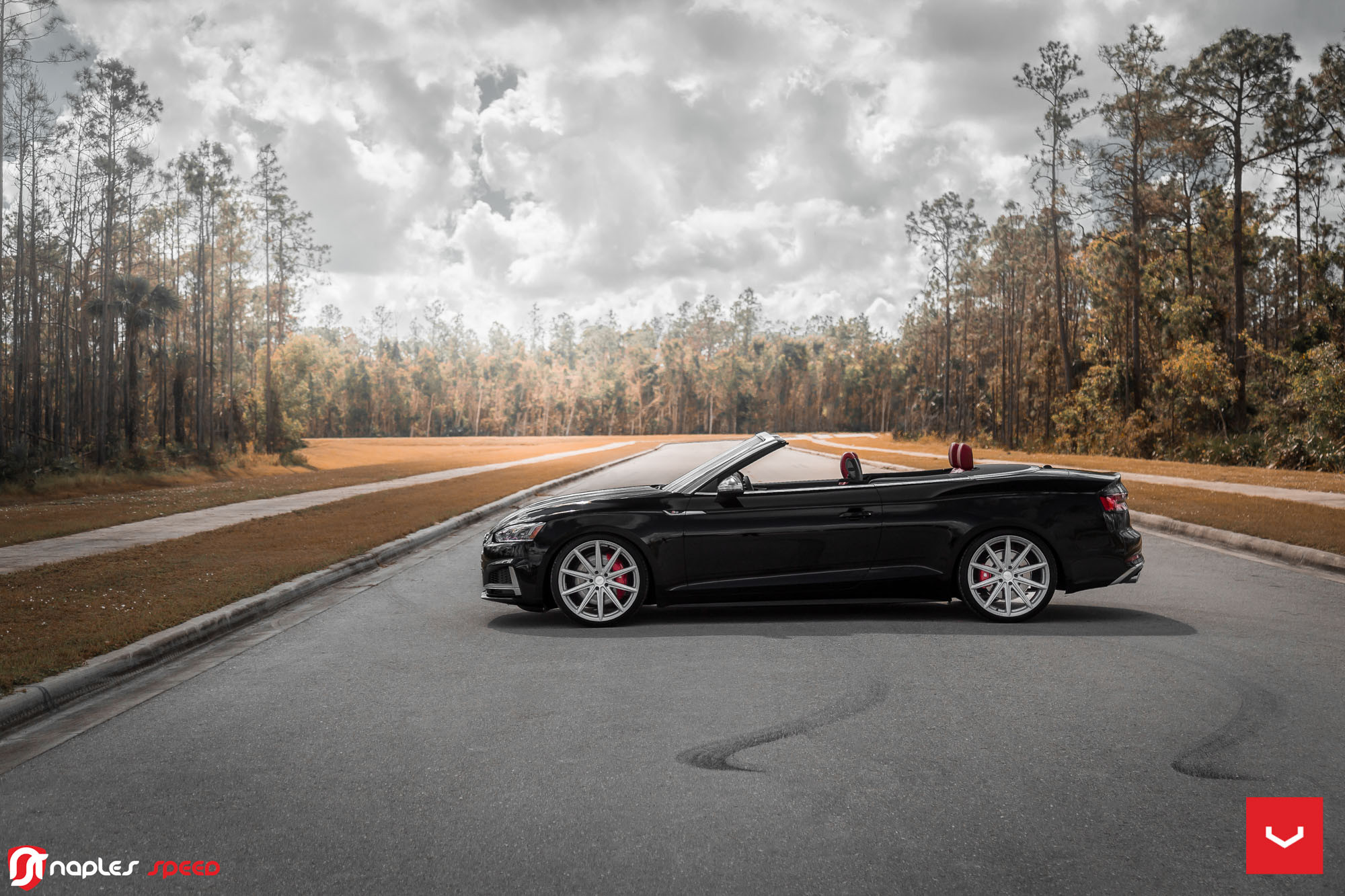 Black Convertible Audi S5 with Aftermarket Side Skirts - Photo by Vossen