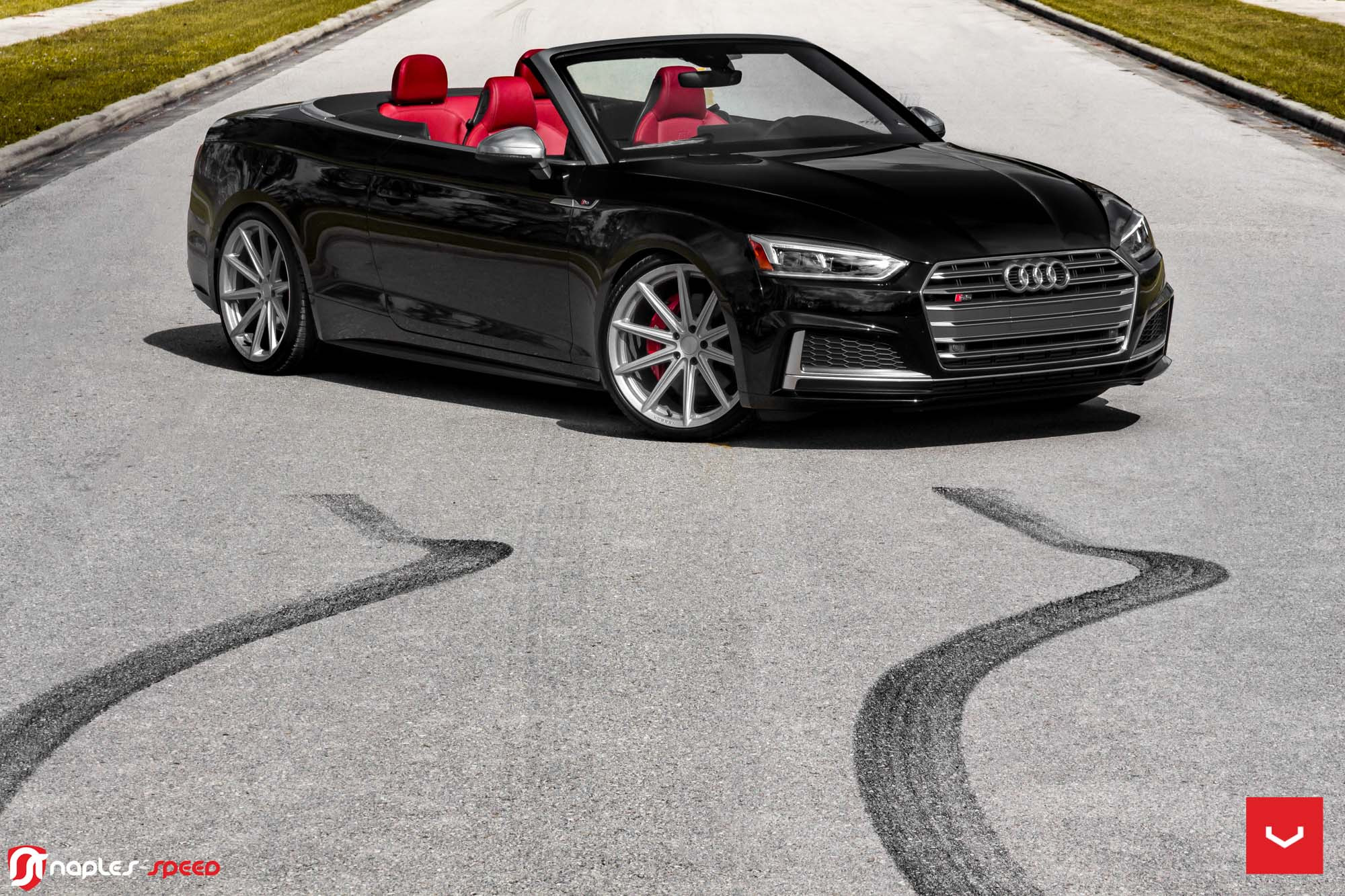 Custom Headlights on Black Convertible Audi S5 - Photo by Vossen