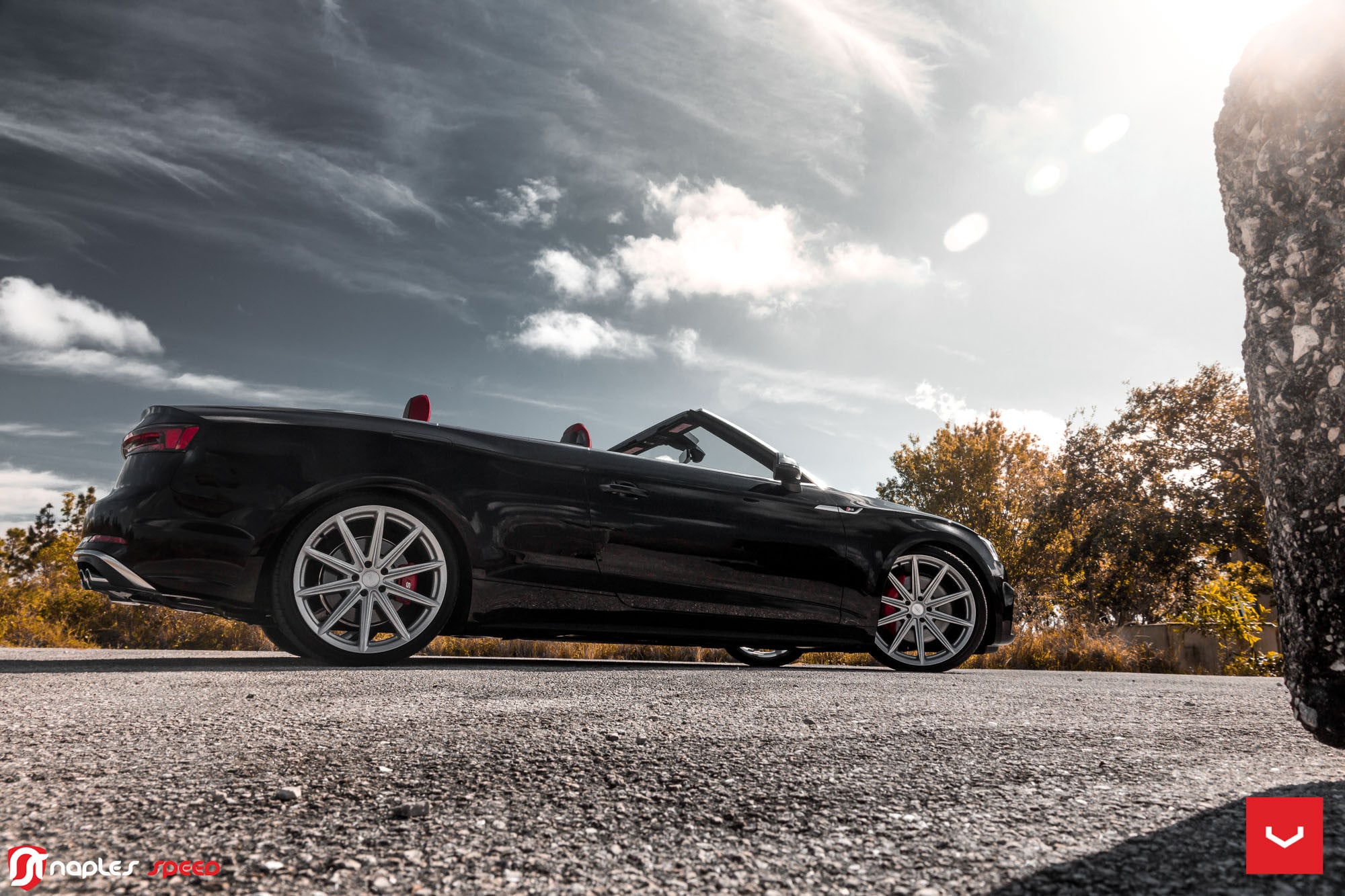 Black Convertible Audi S5 with Chrome Vossen Rims - Photo by Vossen