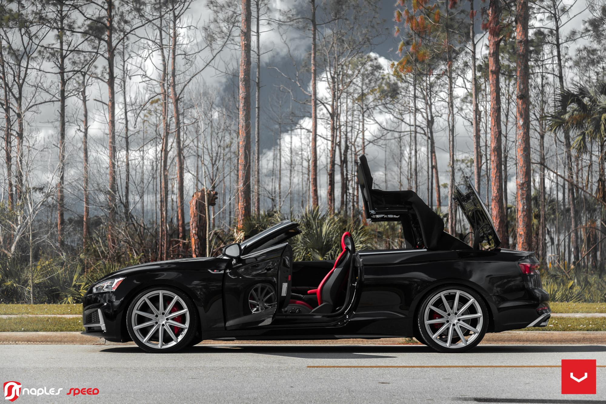 Black Convertible Audi S5 with Custom Seats - Photo by Vossen