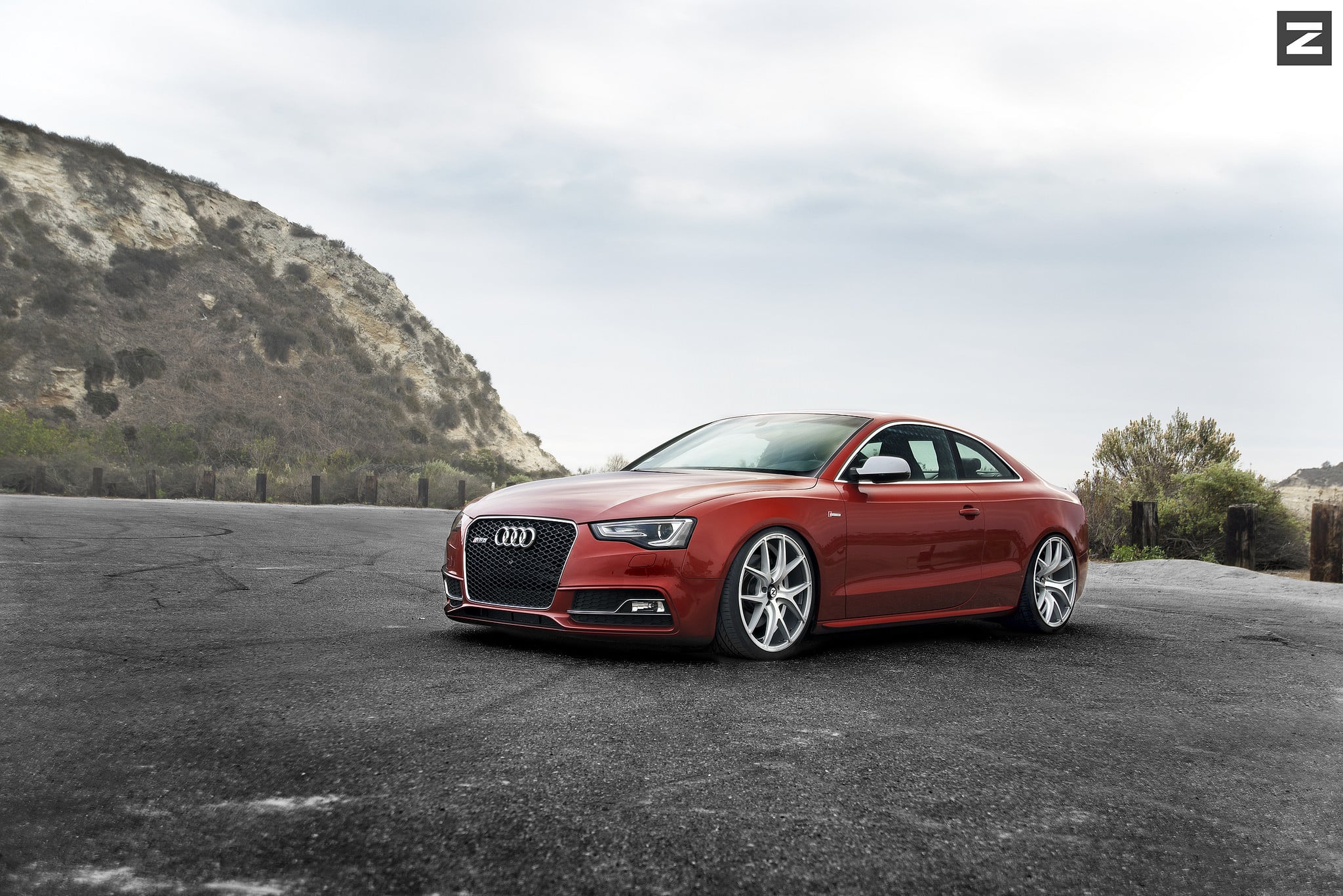 Front Bumper with Fog Lights on Red Audi S5 - Photo by Zito Wheels