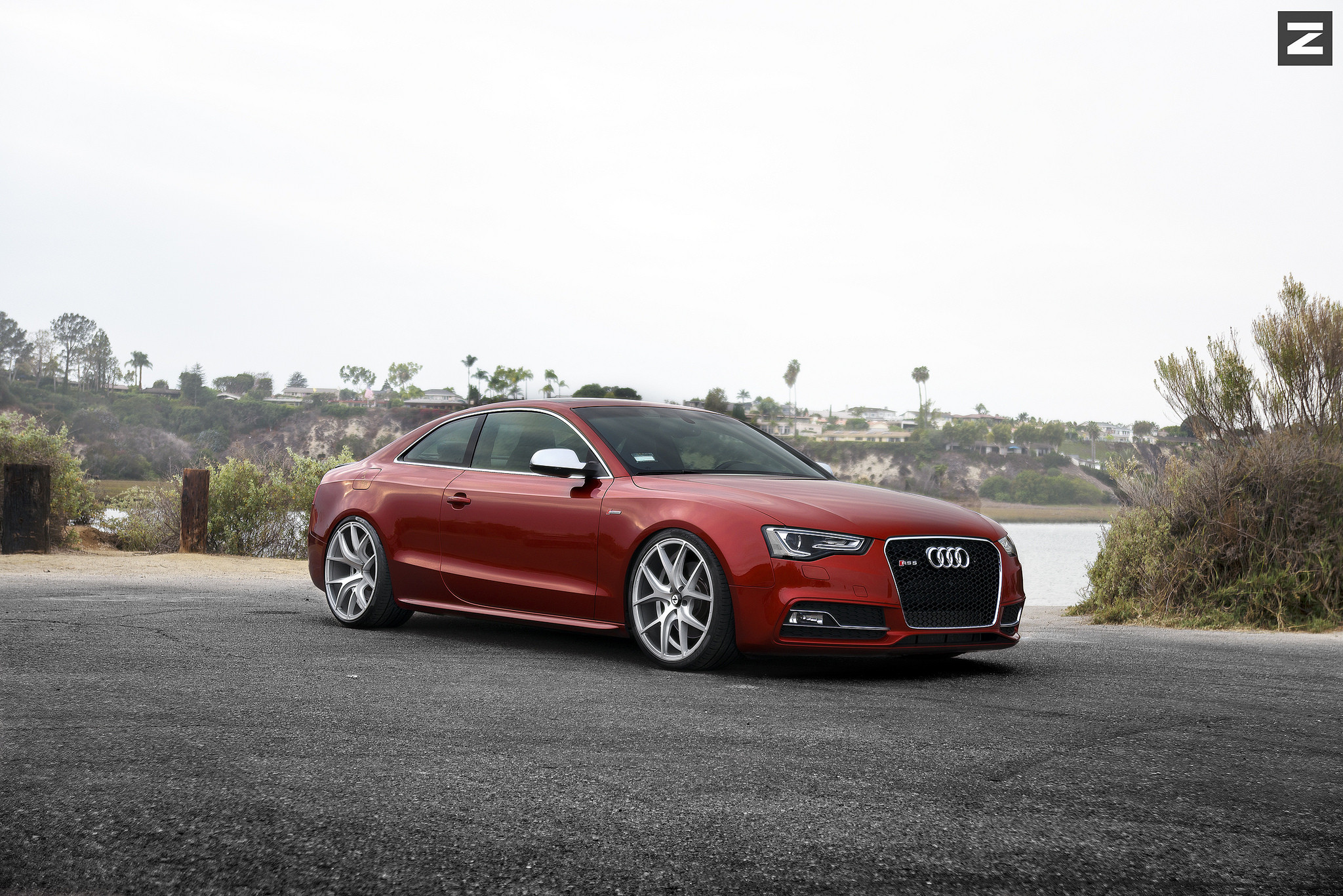 Red Audi S5 with Aftermarket Headlights - Photo by Zito Wheels