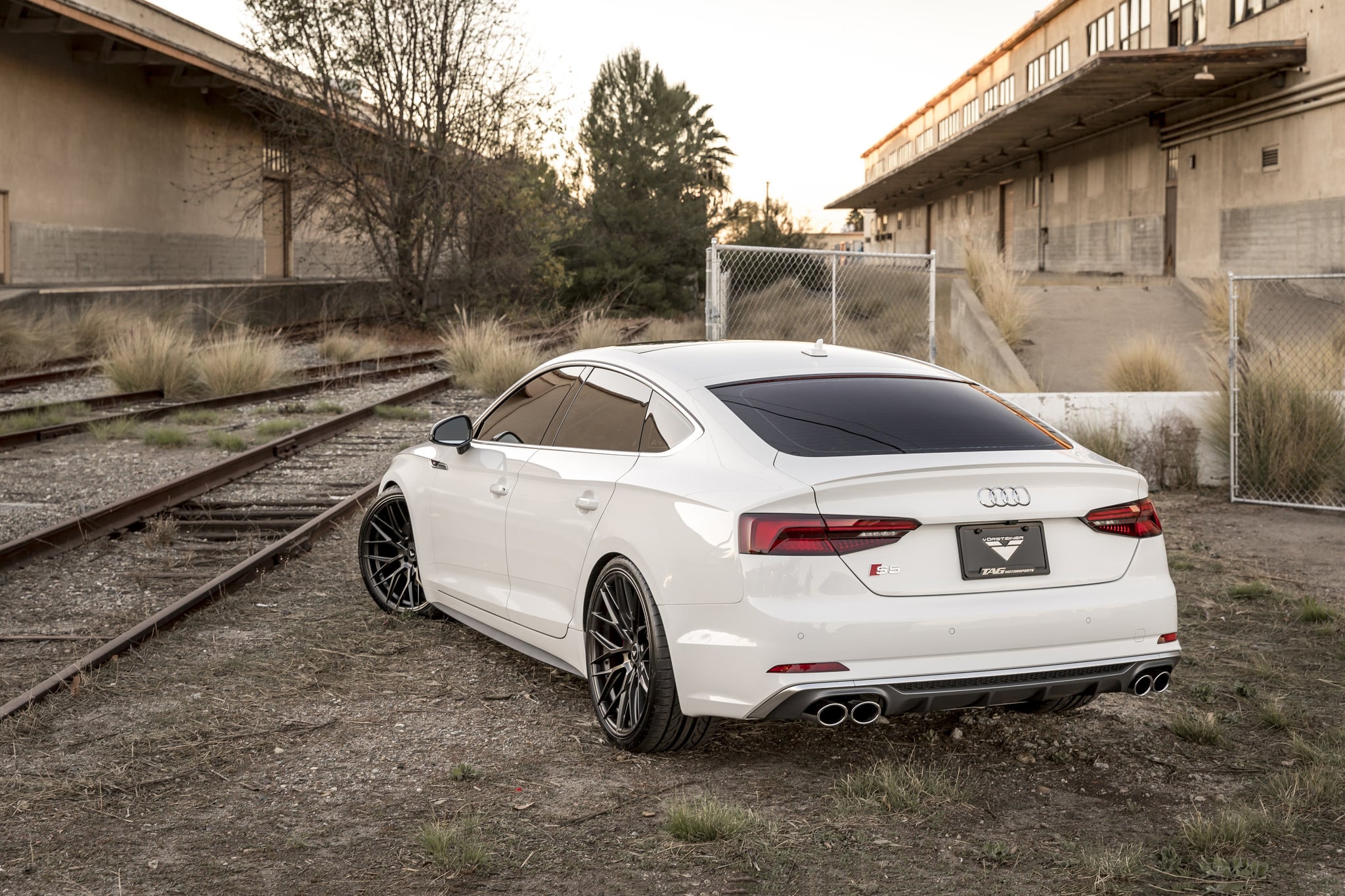 Red LED Taillights on White Audi S5 - Photo by Vorsteiner