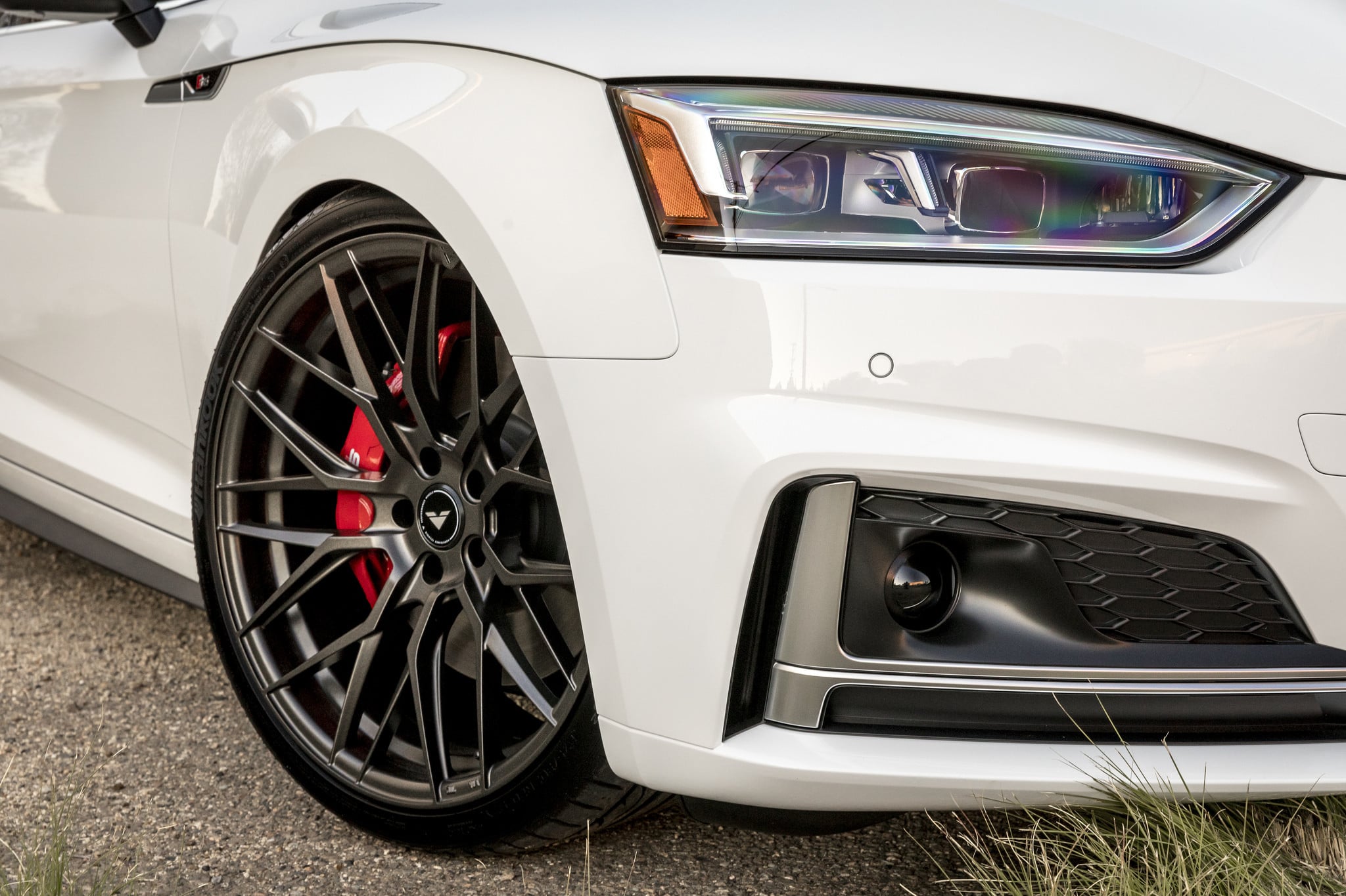 Front Bumper with Fog Lights on White Audi S5 - Photo by Vorsteiner