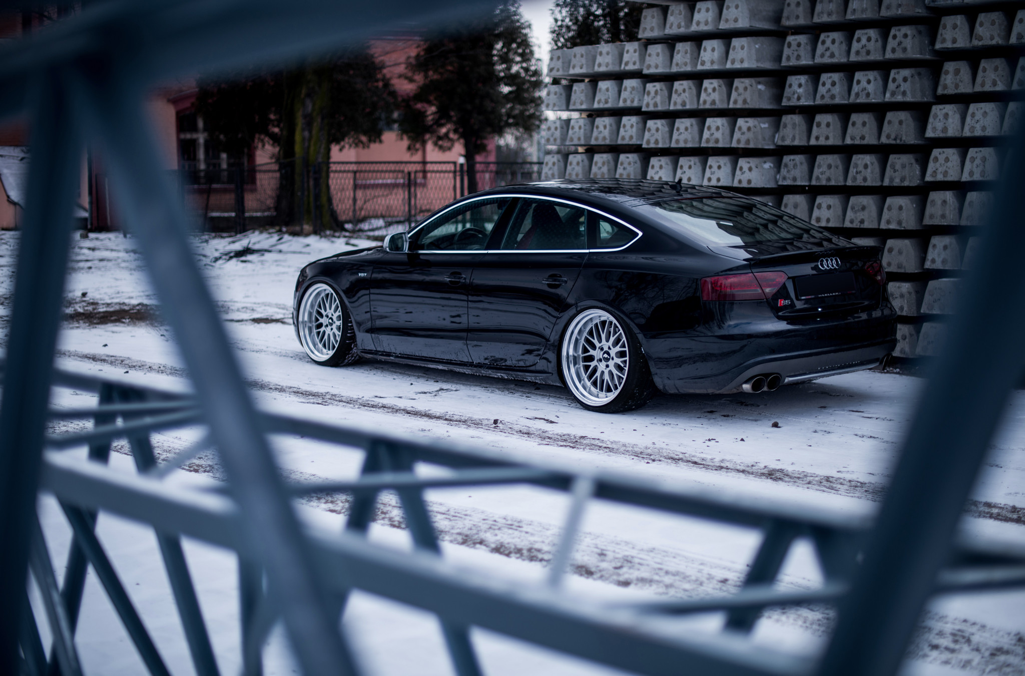 Red Smoke Taillights on Black Audi S5 - Photo by JR Wheels