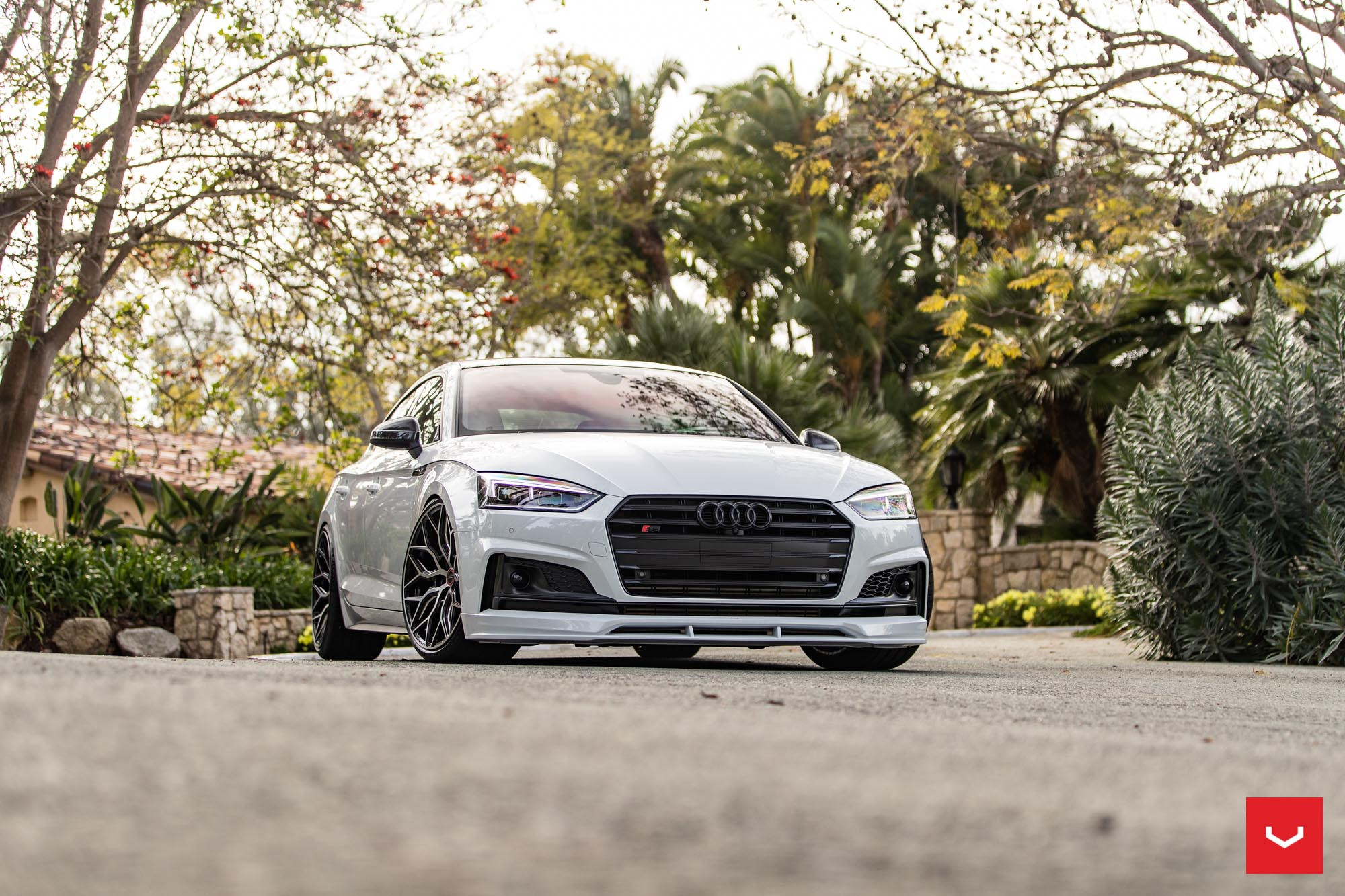 White Audi S5 with Custom Headlights - Photo by Vossen