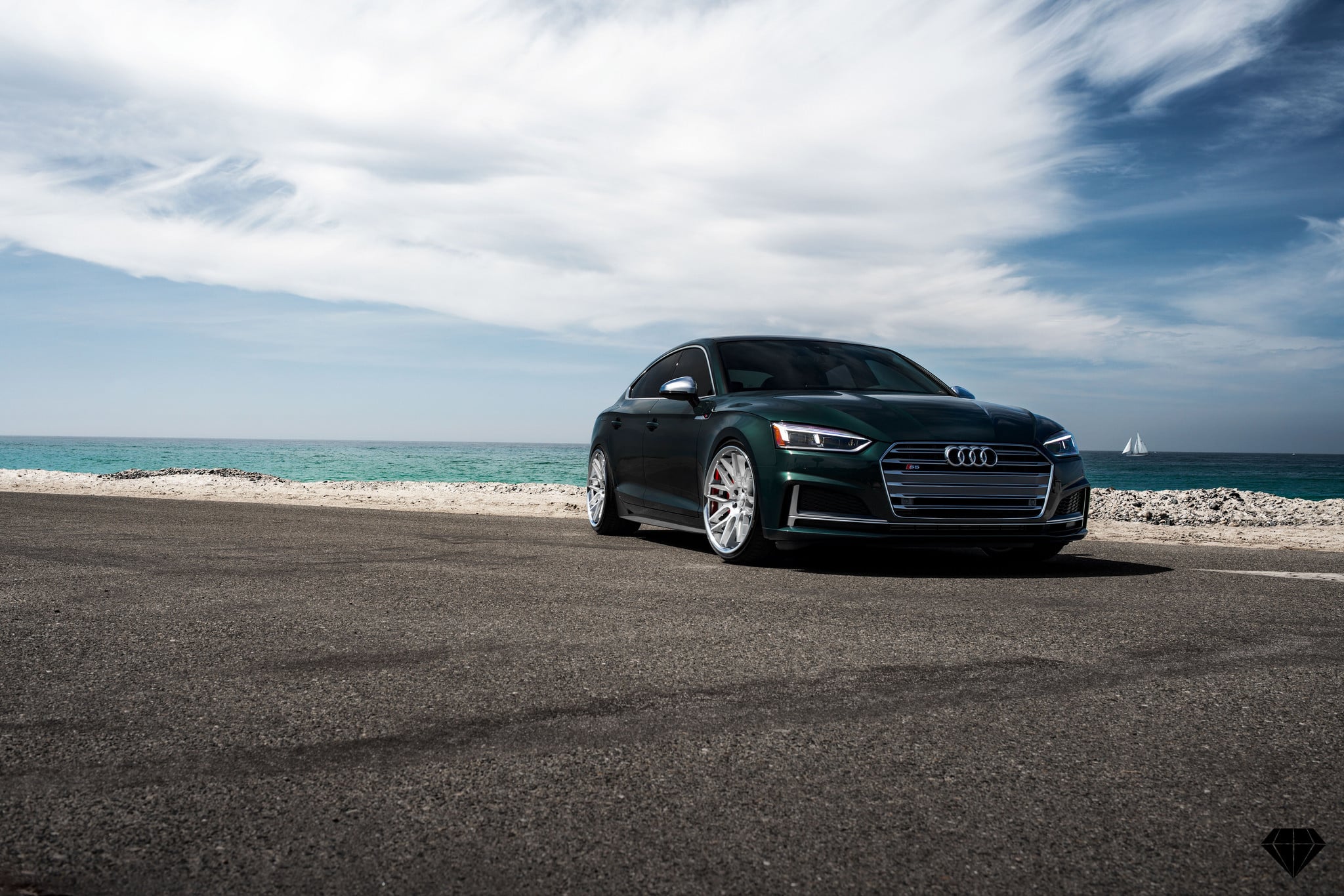 Chrome Billet Grille on Green Audi S5 - Photo by Blaque Diamond Wheels